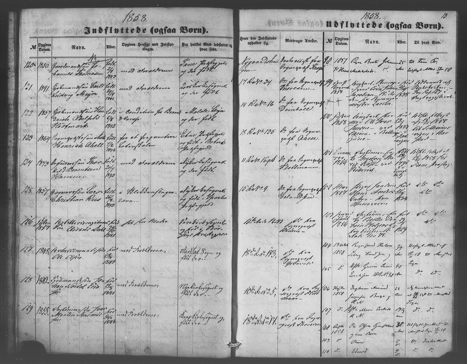 Domkirken sokneprestembete, SAB/A-74801/H/Haa/L0048: Parish register (official) no. F 3, 1858-1874, p. 13