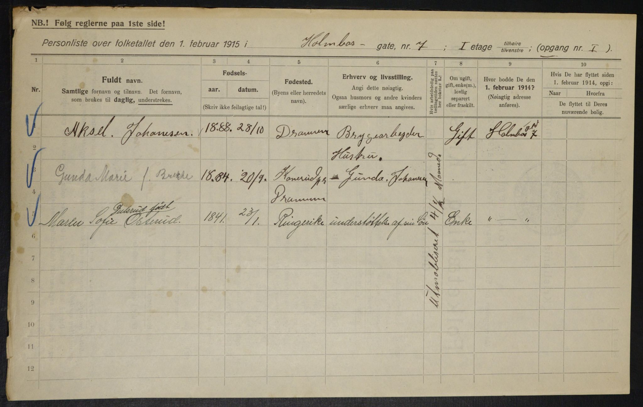 OBA, Municipal Census 1915 for Kristiania, 1915, p. 40411