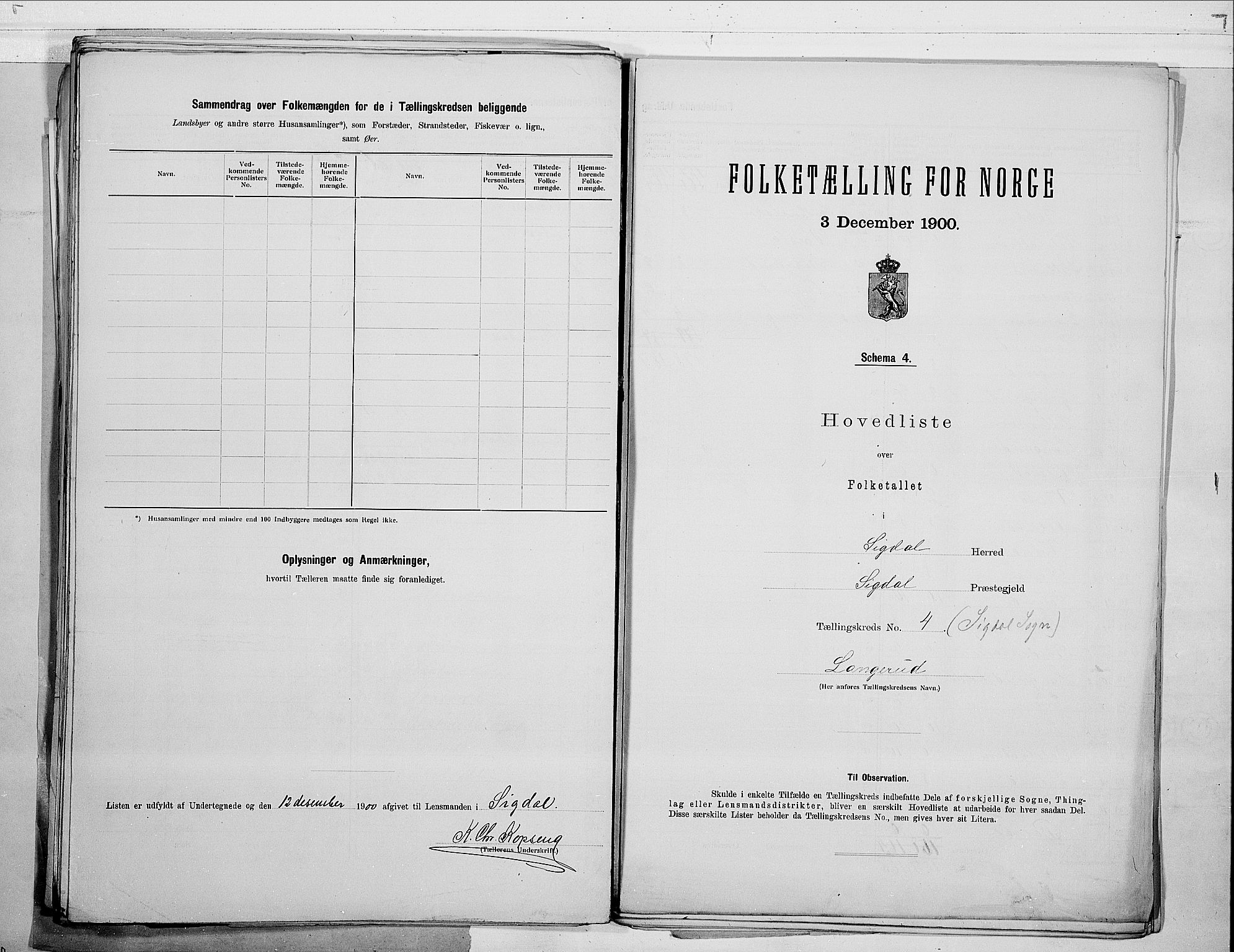 RA, 1900 census for Sigdal, 1900, p. 42