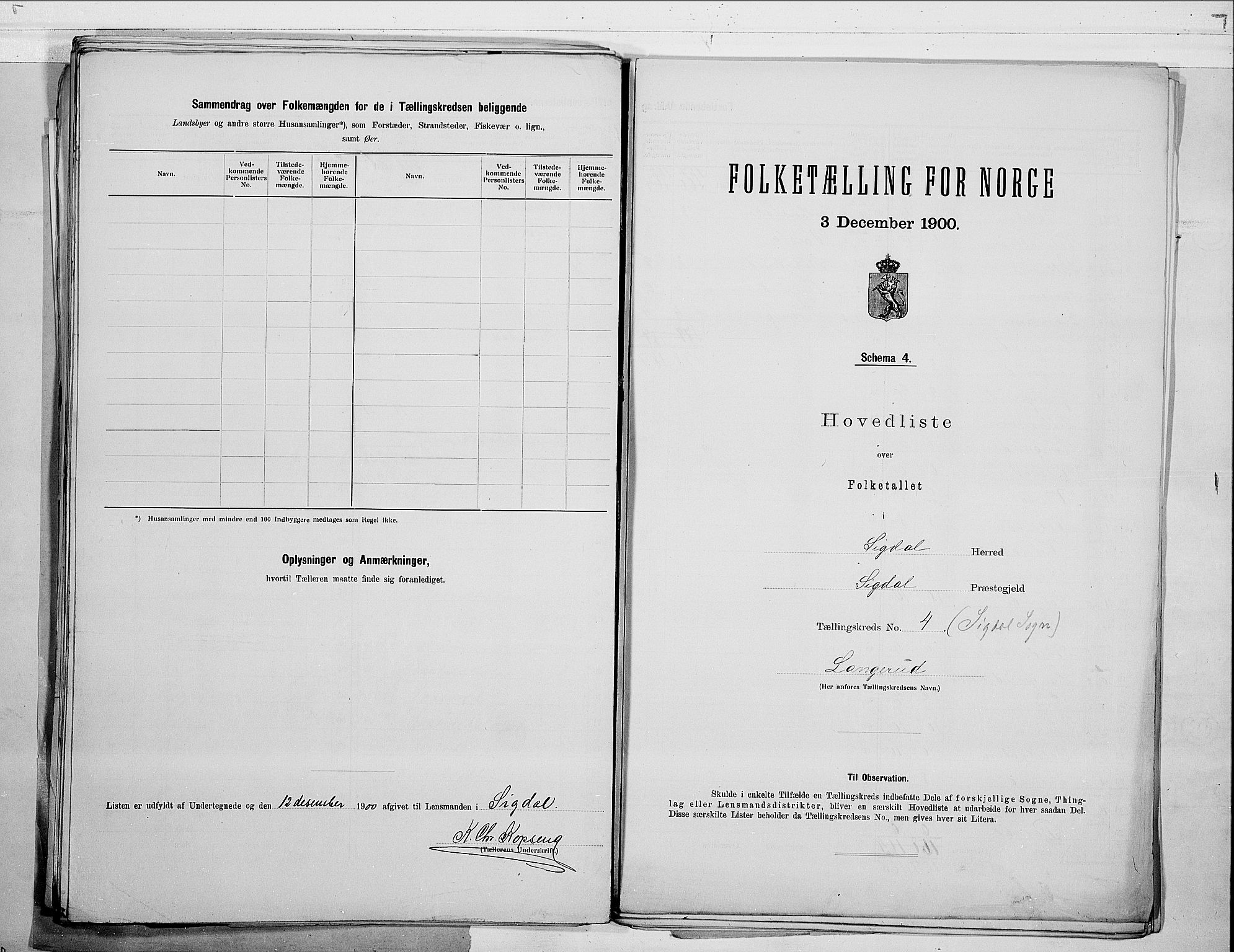 RA, 1900 census for Sigdal, 1900, p. 42