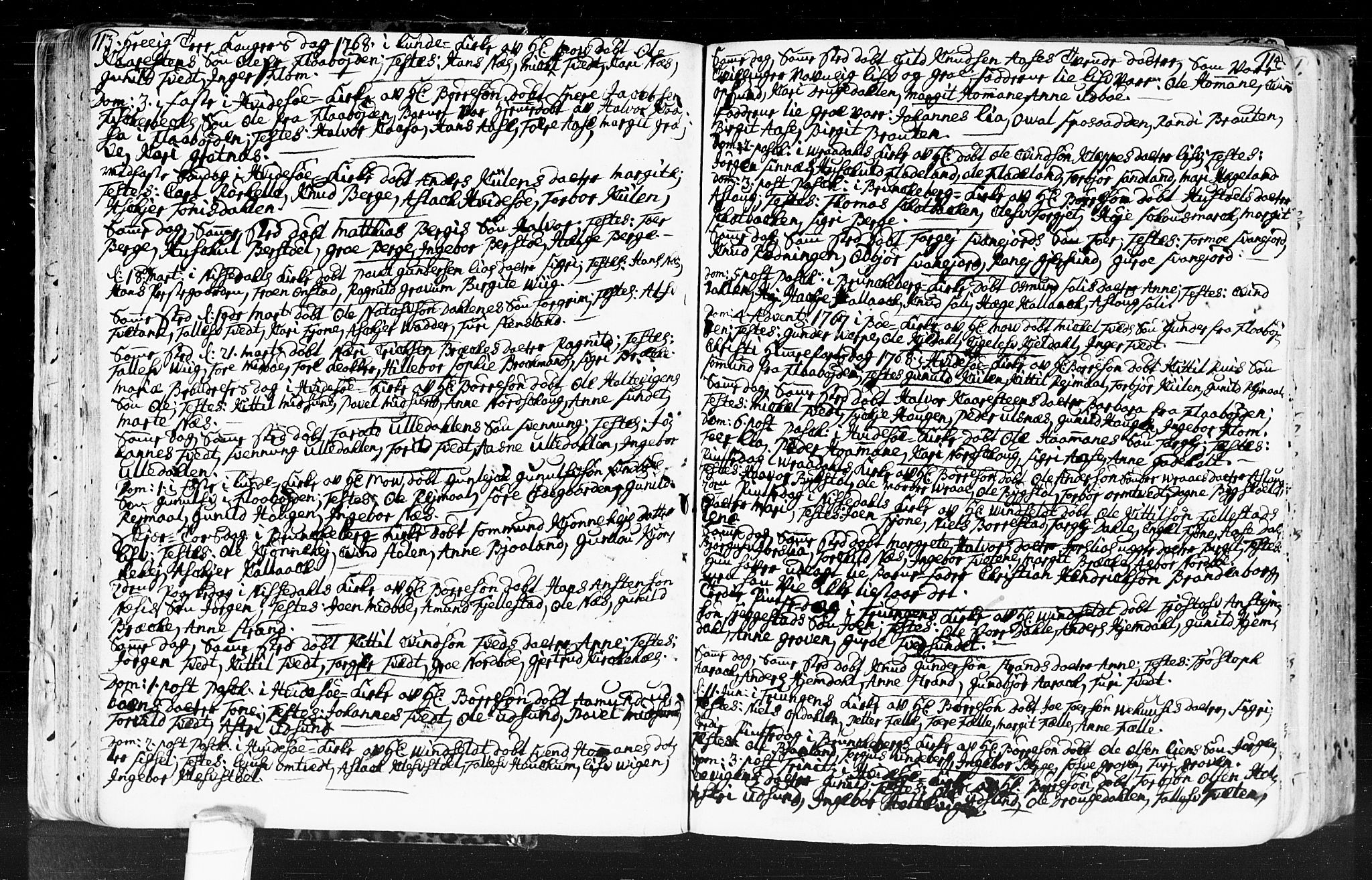 Kviteseid kirkebøker, SAKO/A-276/F/Fa/L0001: Parish register (official) no. I 1, 1754-1773, p. 113-114