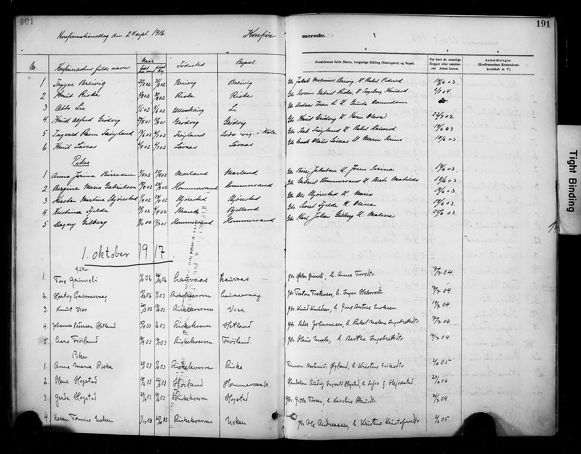 Hetland sokneprestkontor, SAST/A-101826/30/30BA/L0010: Parish register (official) no. A 10, 1882-1925, p. 191