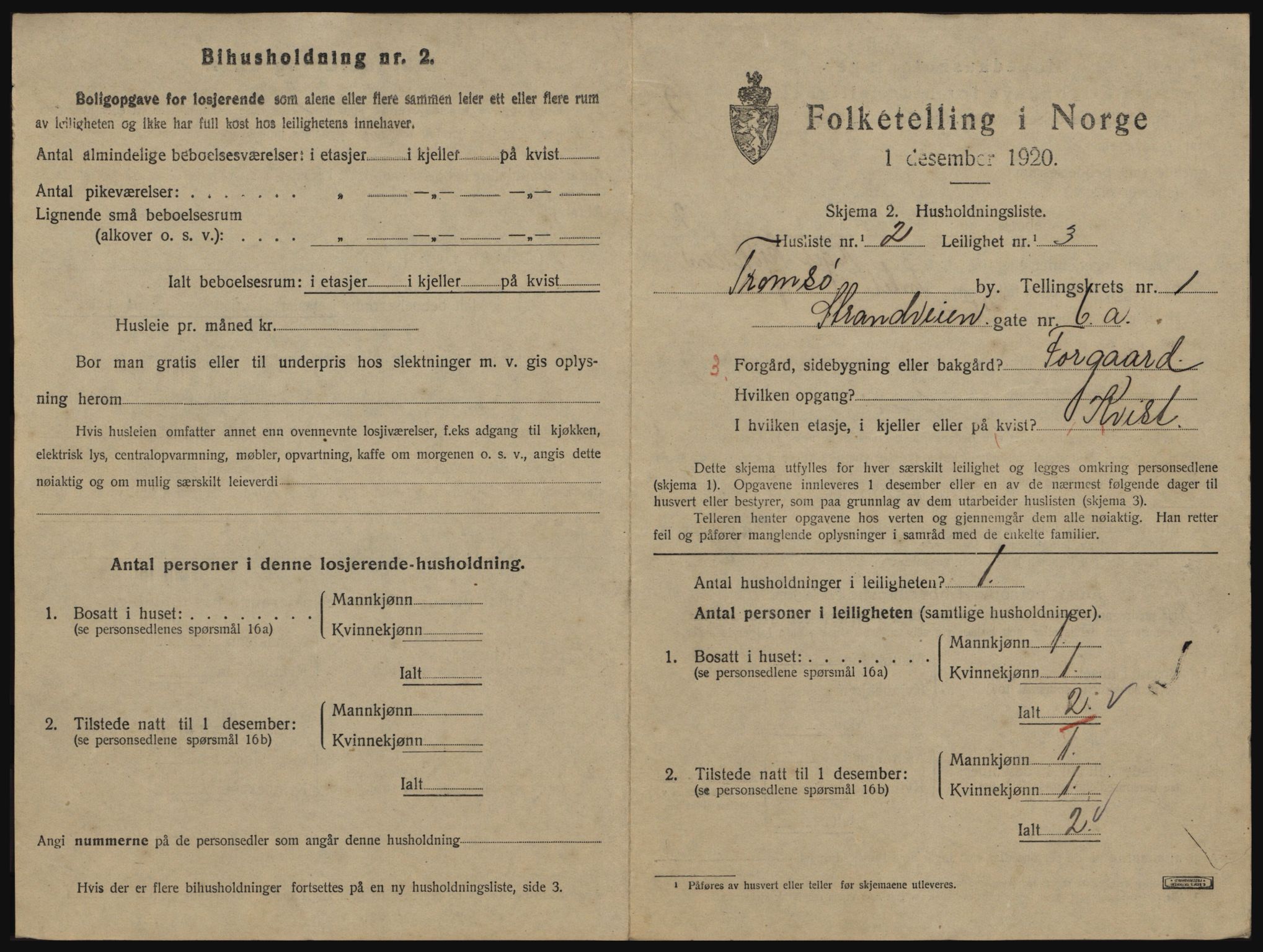 SATØ, 1920 census for Tromsø, 1920, p. 2409