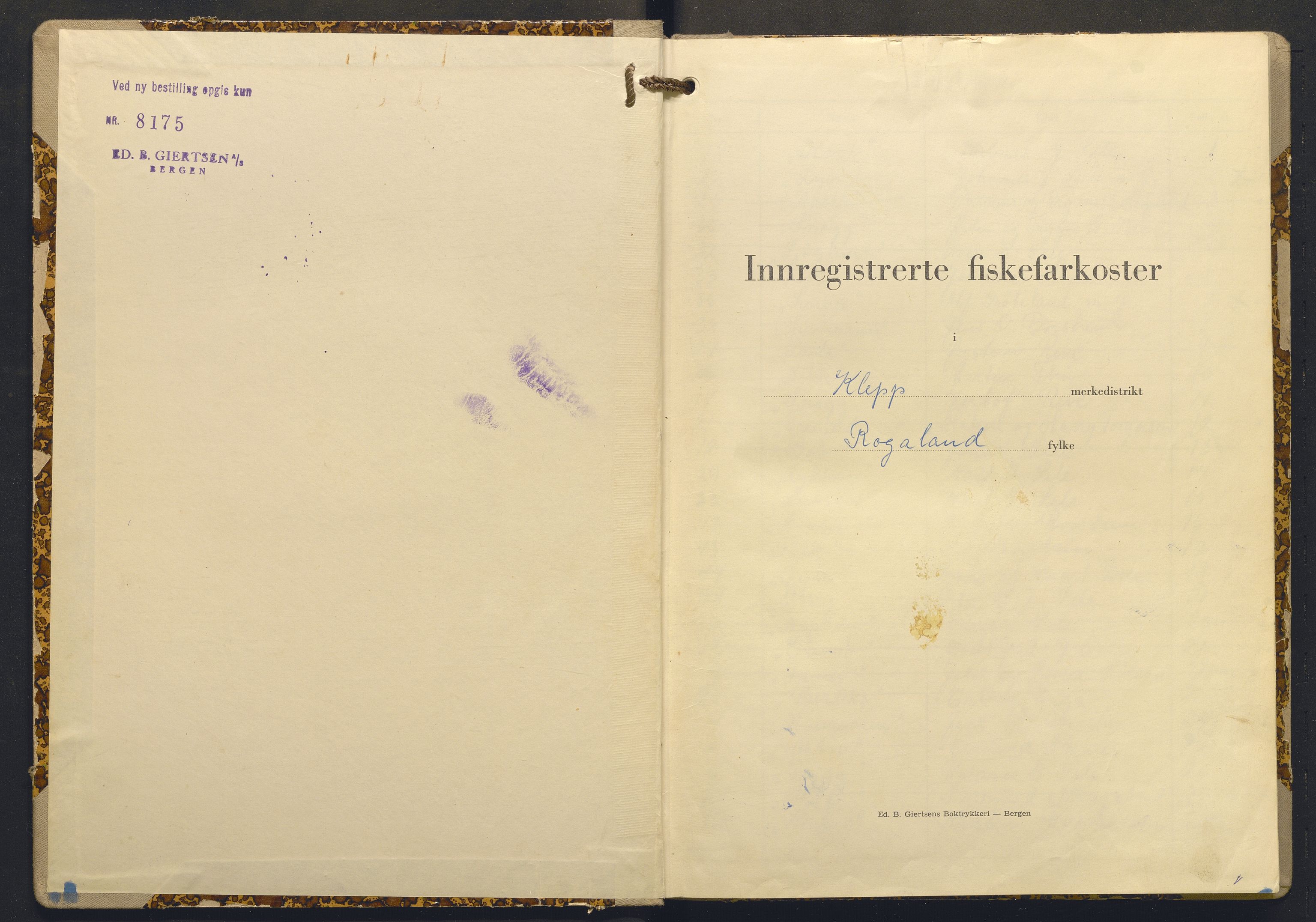 Fiskeridirektoratet - 1 Adm. ledelse - 13 Båtkontoret, AV/SAB-A-2003/I/Ia/Iai/L0058: 135.0921/3 Merkeprotokoll - Klepp, 1965-1968