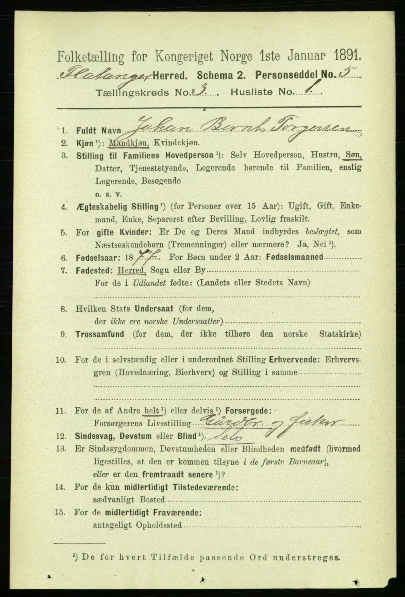 RA, 1891 census for 1749 Flatanger, 1891, p. 1328