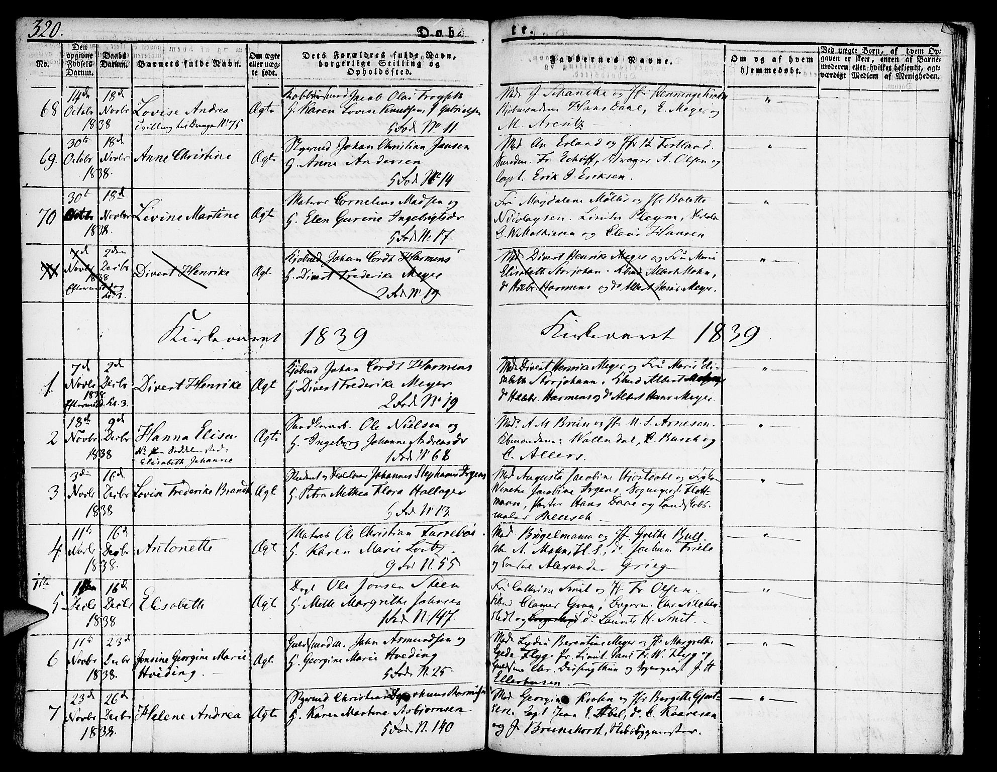 Nykirken Sokneprestembete, AV/SAB-A-77101/H/Hab: Parish register (copy) no. A 5I, 1821-1841, p. 320