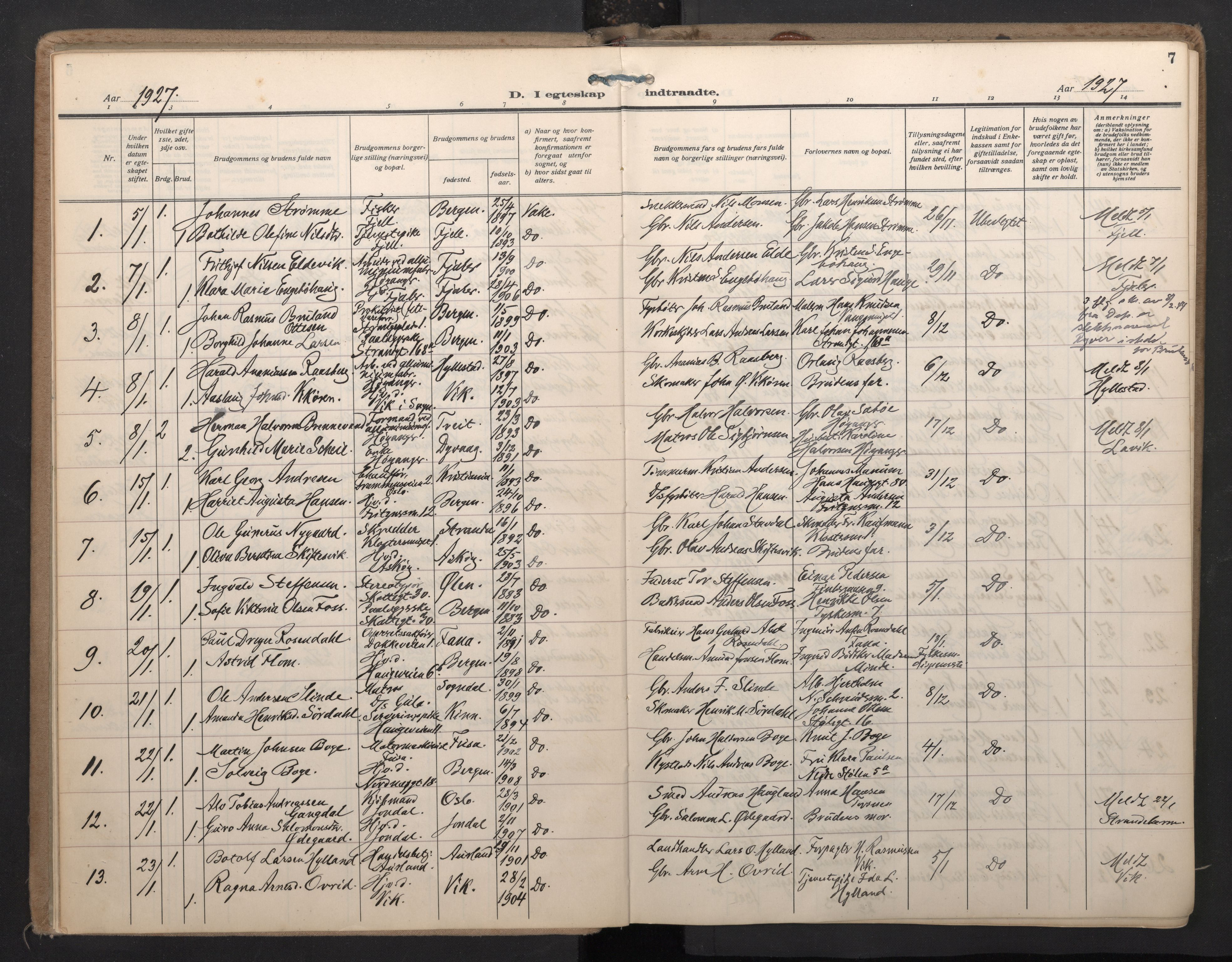Nykirken Sokneprestembete, SAB/A-77101/H/Haa/L0038: Parish register (official) no. D 8, 1926-1934, p. 6b-7a