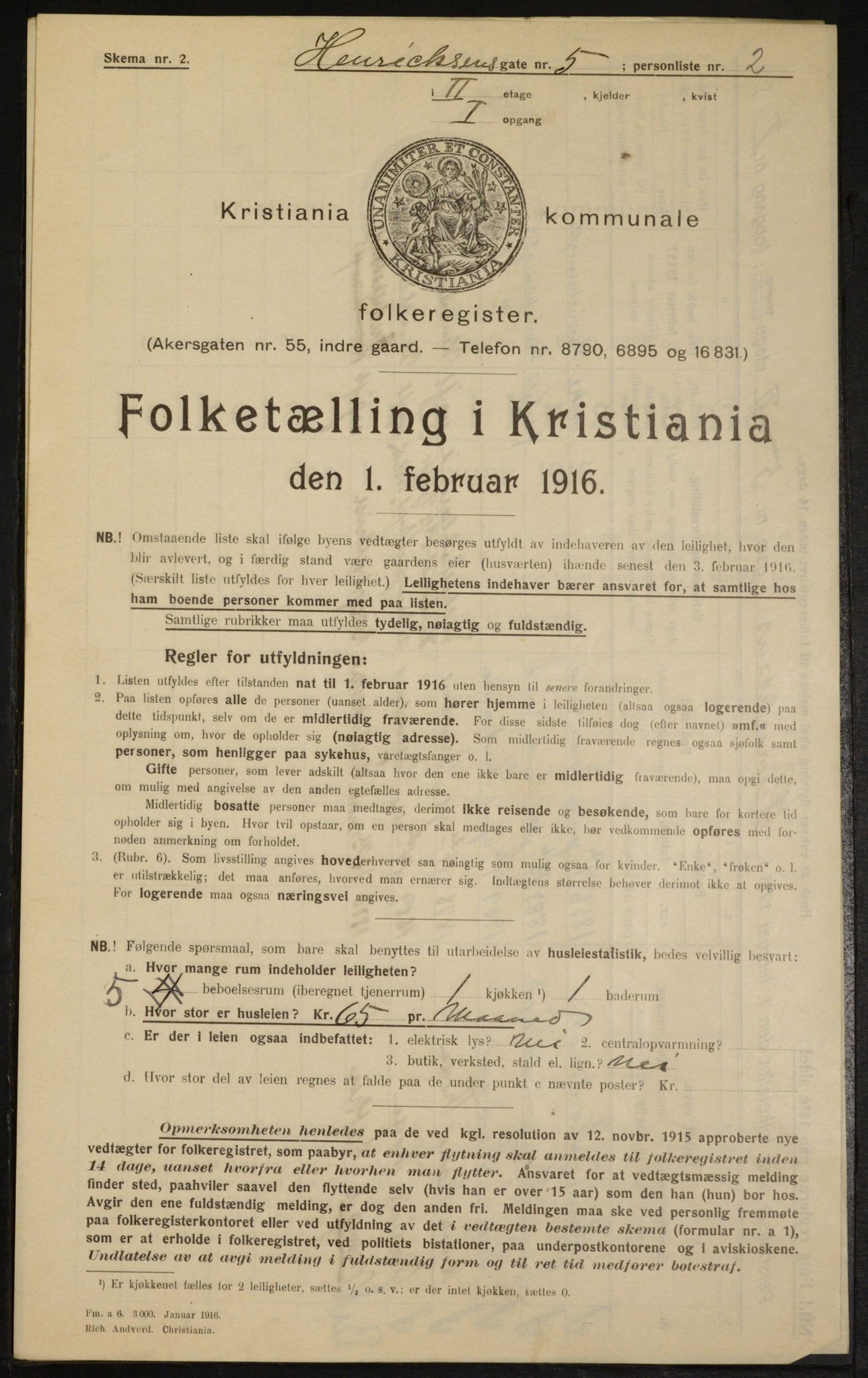 OBA, Municipal Census 1916 for Kristiania, 1916, p. 39154