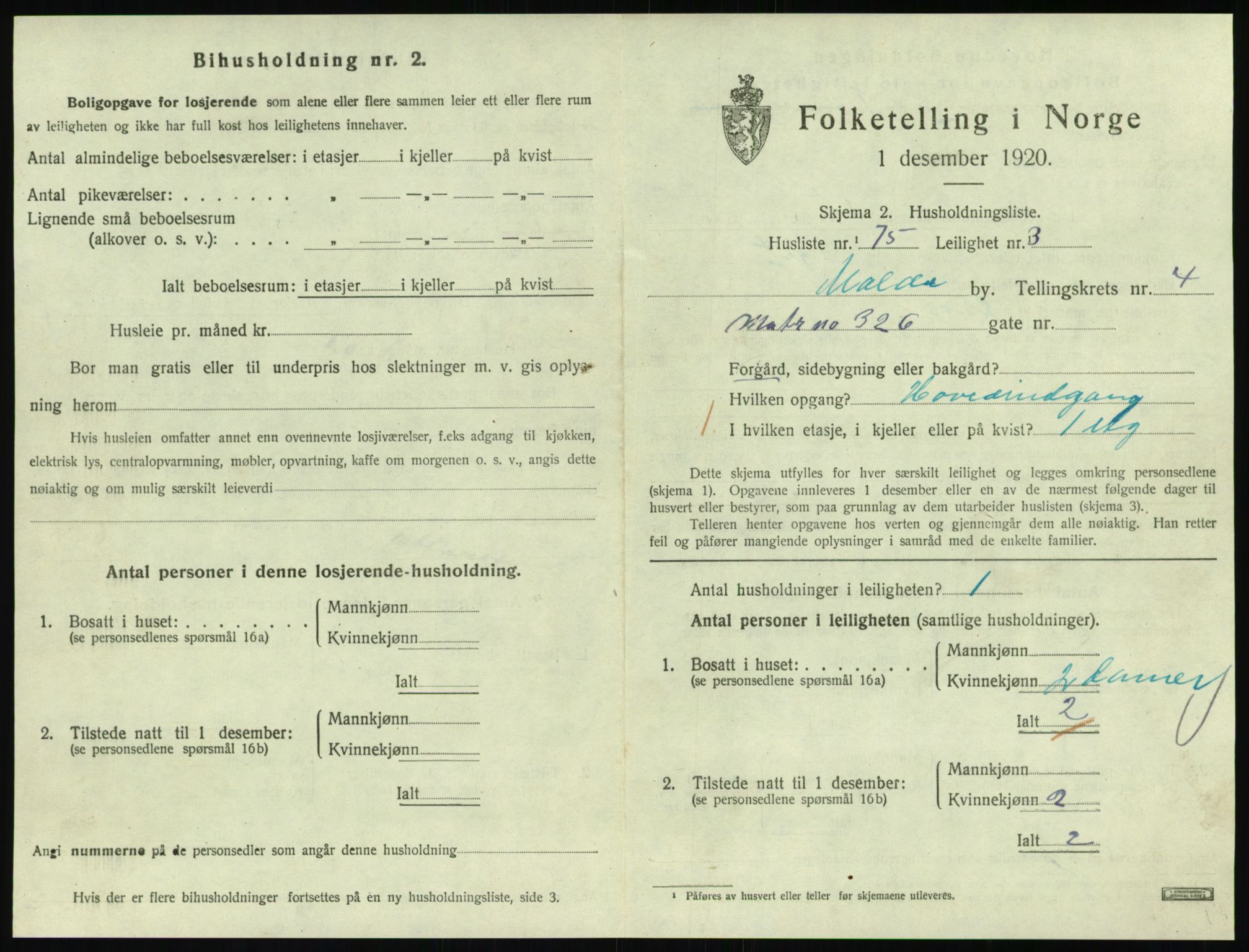 SAT, 1920 census for Molde, 1920, p. 1731