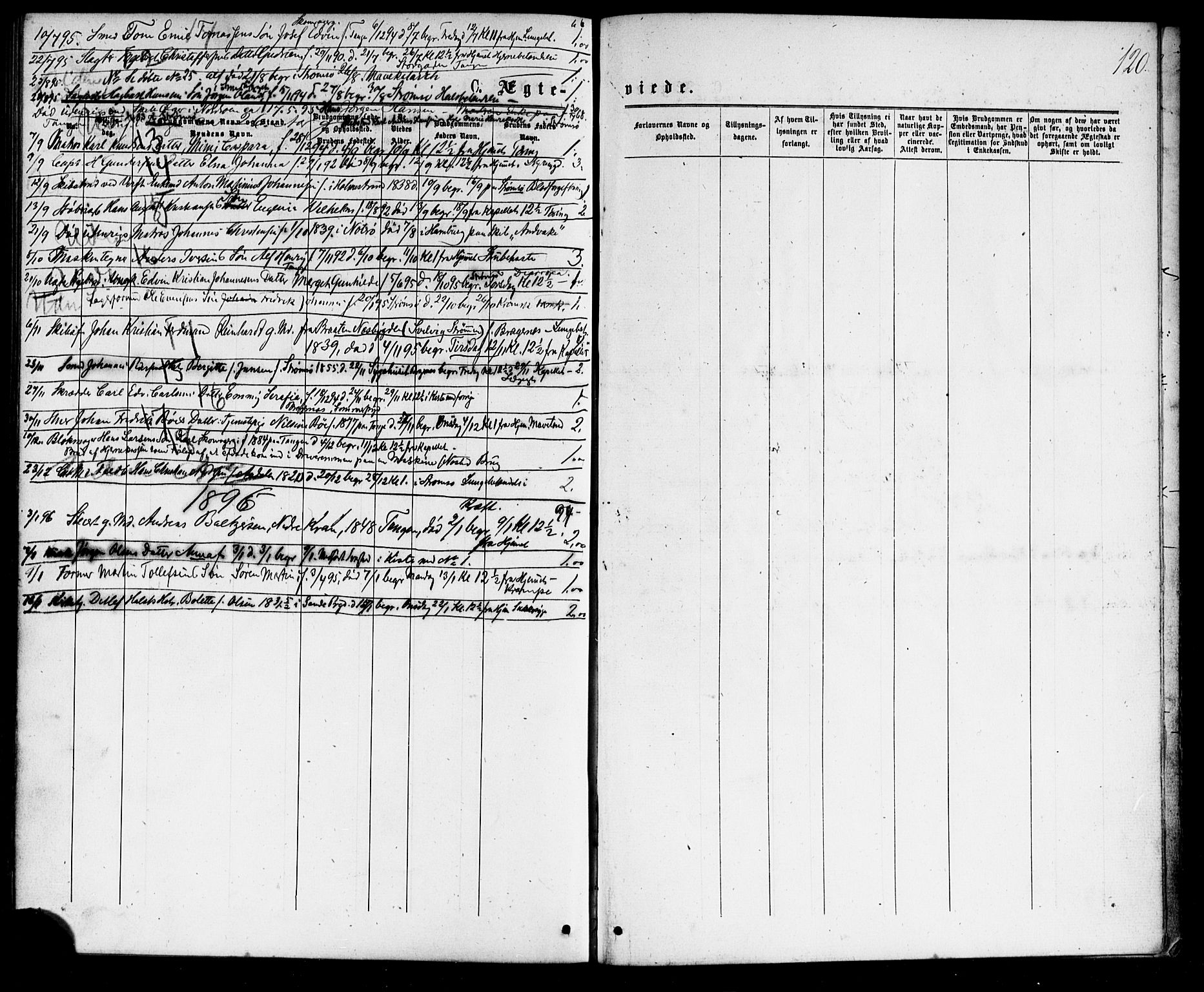 Strømsø kirkebøker, AV/SAKO-A-246/G/Ga/L0002: Parish register (copy) no. 2, 1877-1896, p. 120