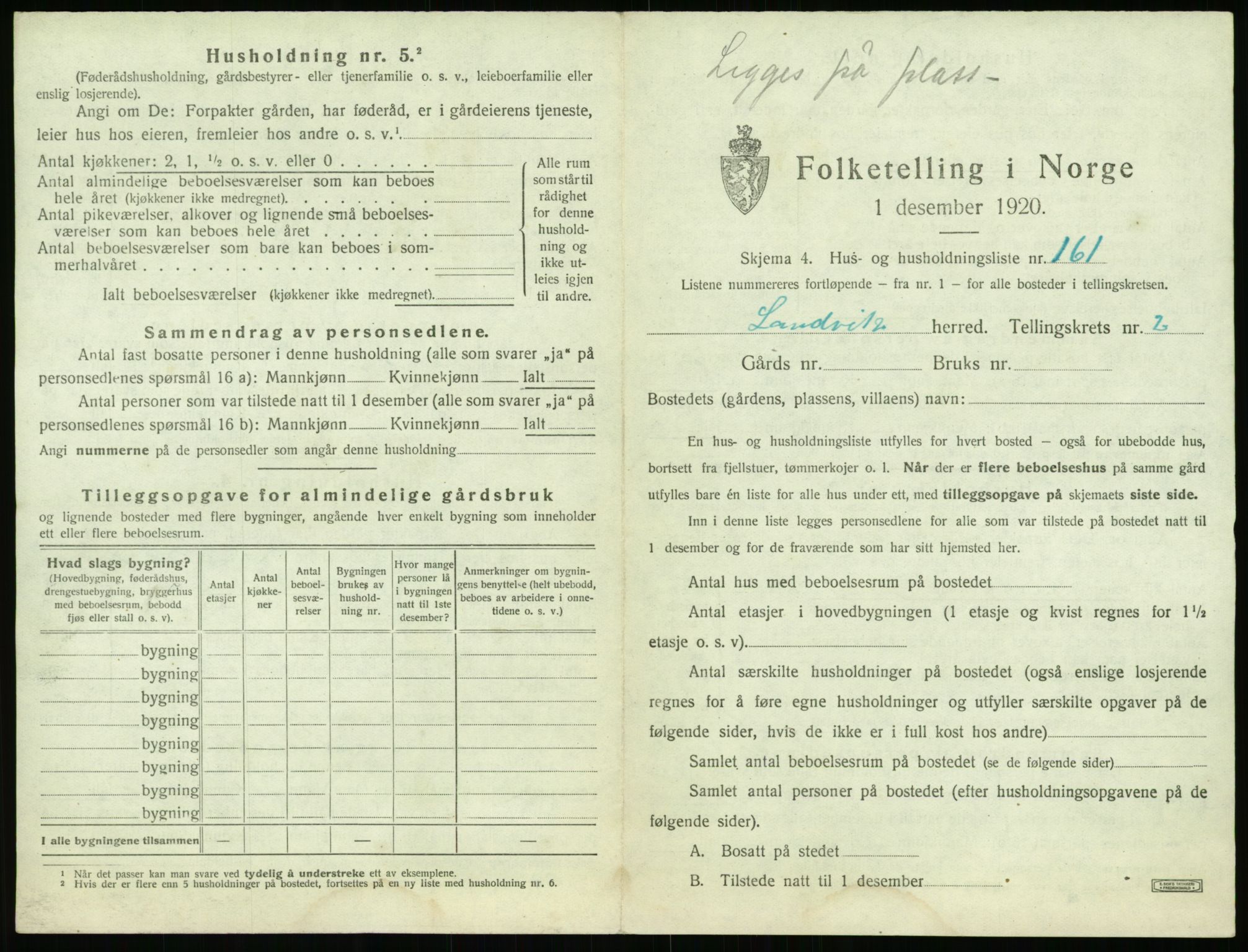 SAK, 1920 census for Landvik, 1920, p. 520