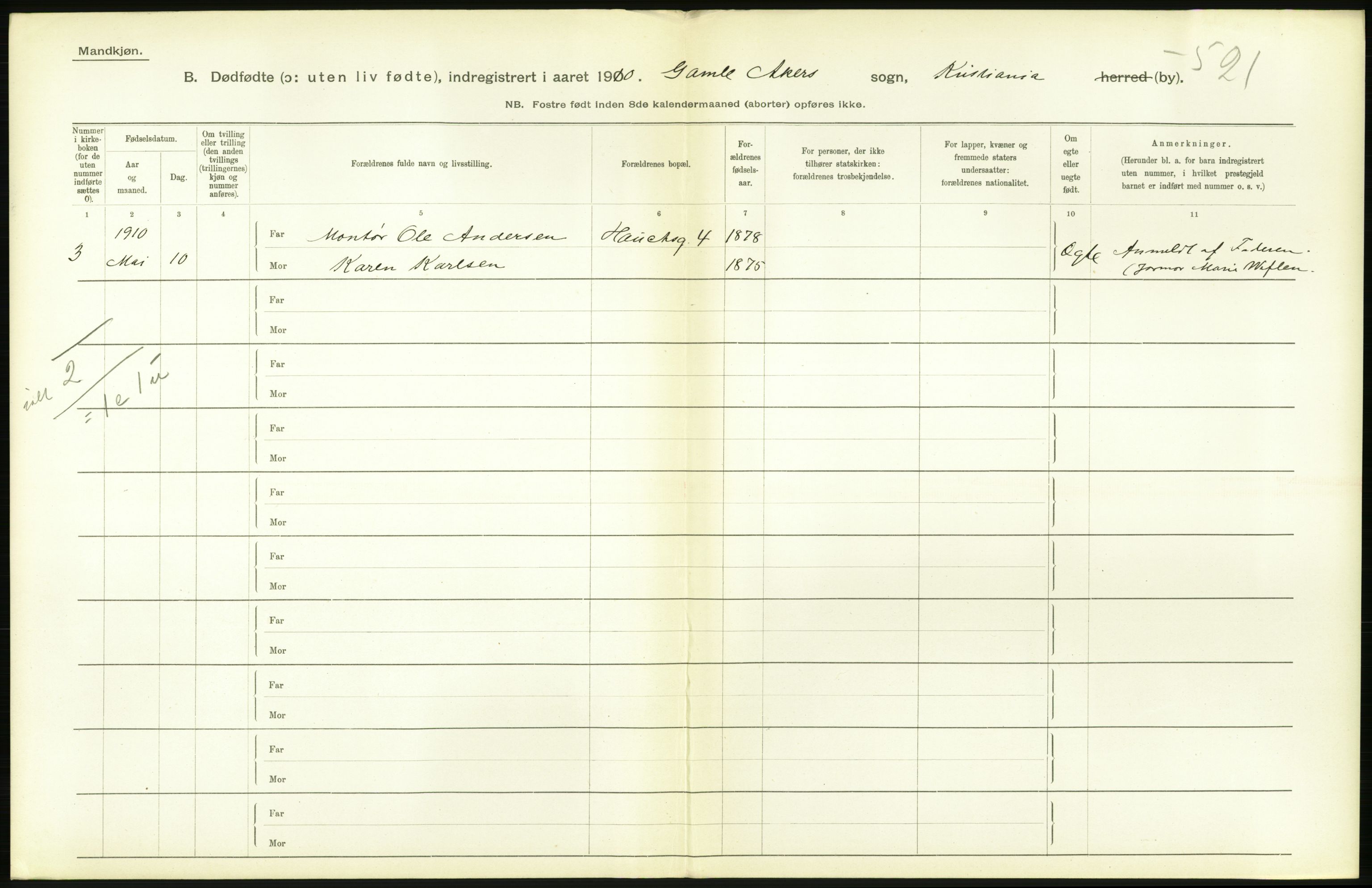 Statistisk sentralbyrå, Sosiodemografiske emner, Befolkning, AV/RA-S-2228/D/Df/Dfa/Dfah/L0009: Kristiania: Gifte og dødfødte., 1910, p. 780