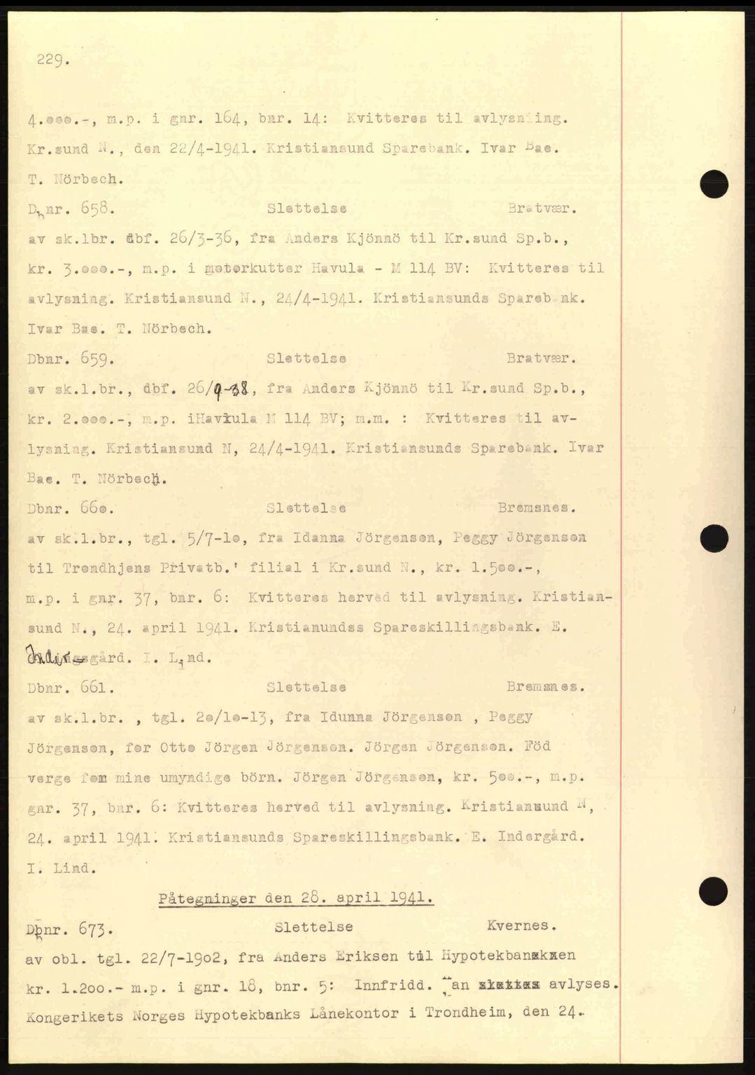 Nordmøre sorenskriveri, AV/SAT-A-4132/1/2/2Ca: Mortgage book no. C81, 1940-1945, Diary no: : 658/1941