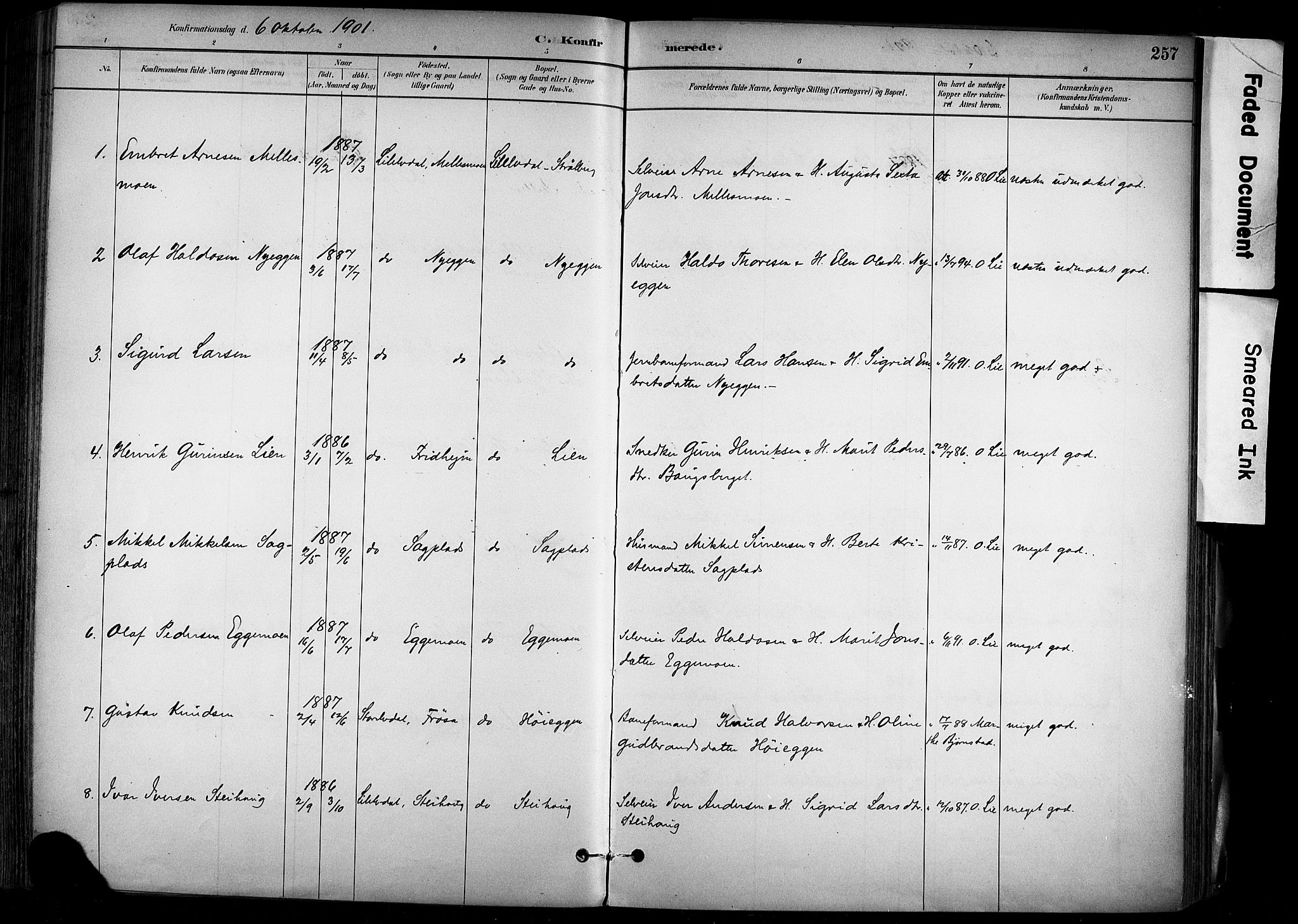 Alvdal prestekontor, SAH/PREST-060/H/Ha/Haa/L0002: Parish register (official) no. 2, 1883-1906, p. 257