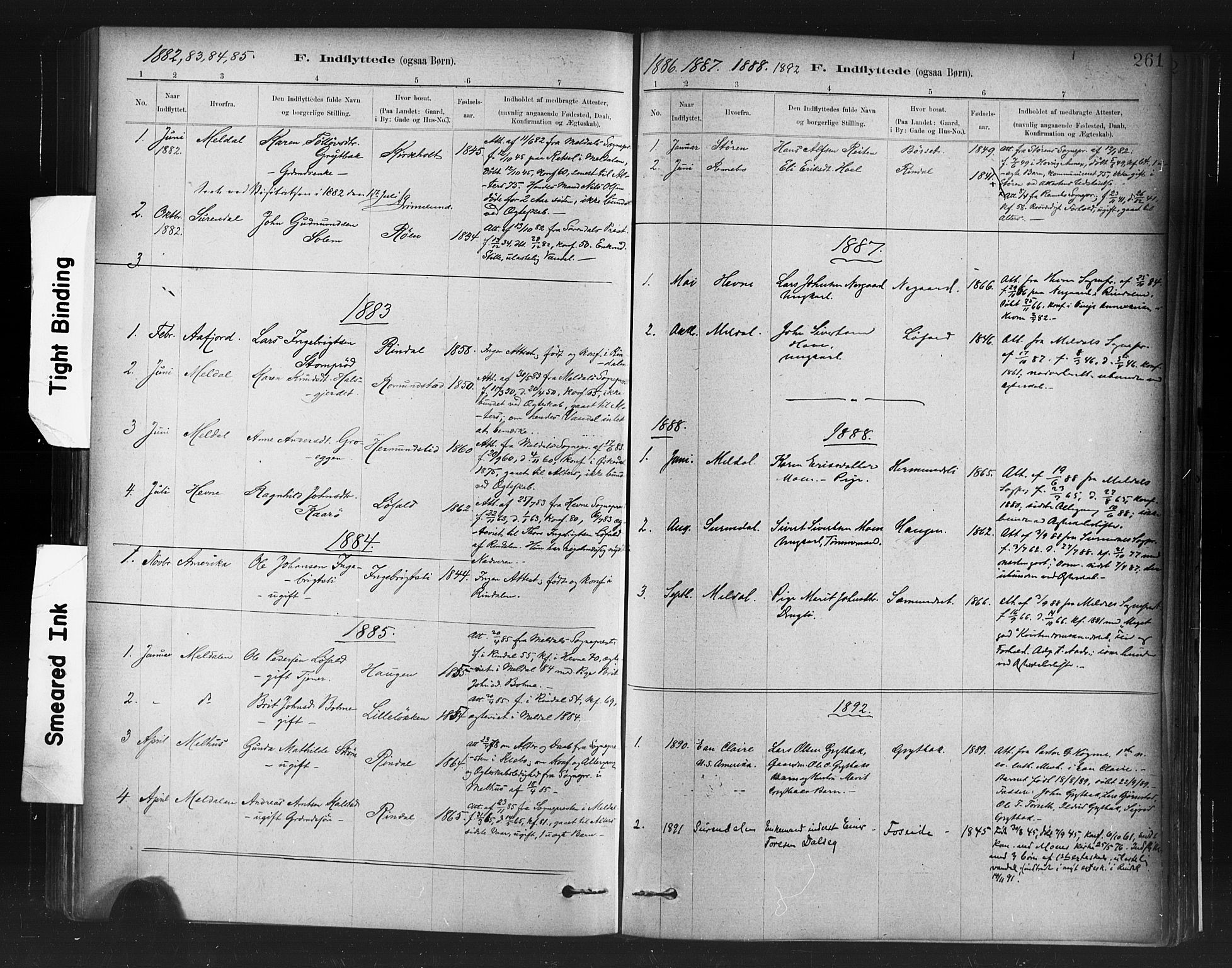 Ministerialprotokoller, klokkerbøker og fødselsregistre - Møre og Romsdal, SAT/A-1454/598/L1069: Parish register (official) no. 598A03, 1882-1895, p. 261