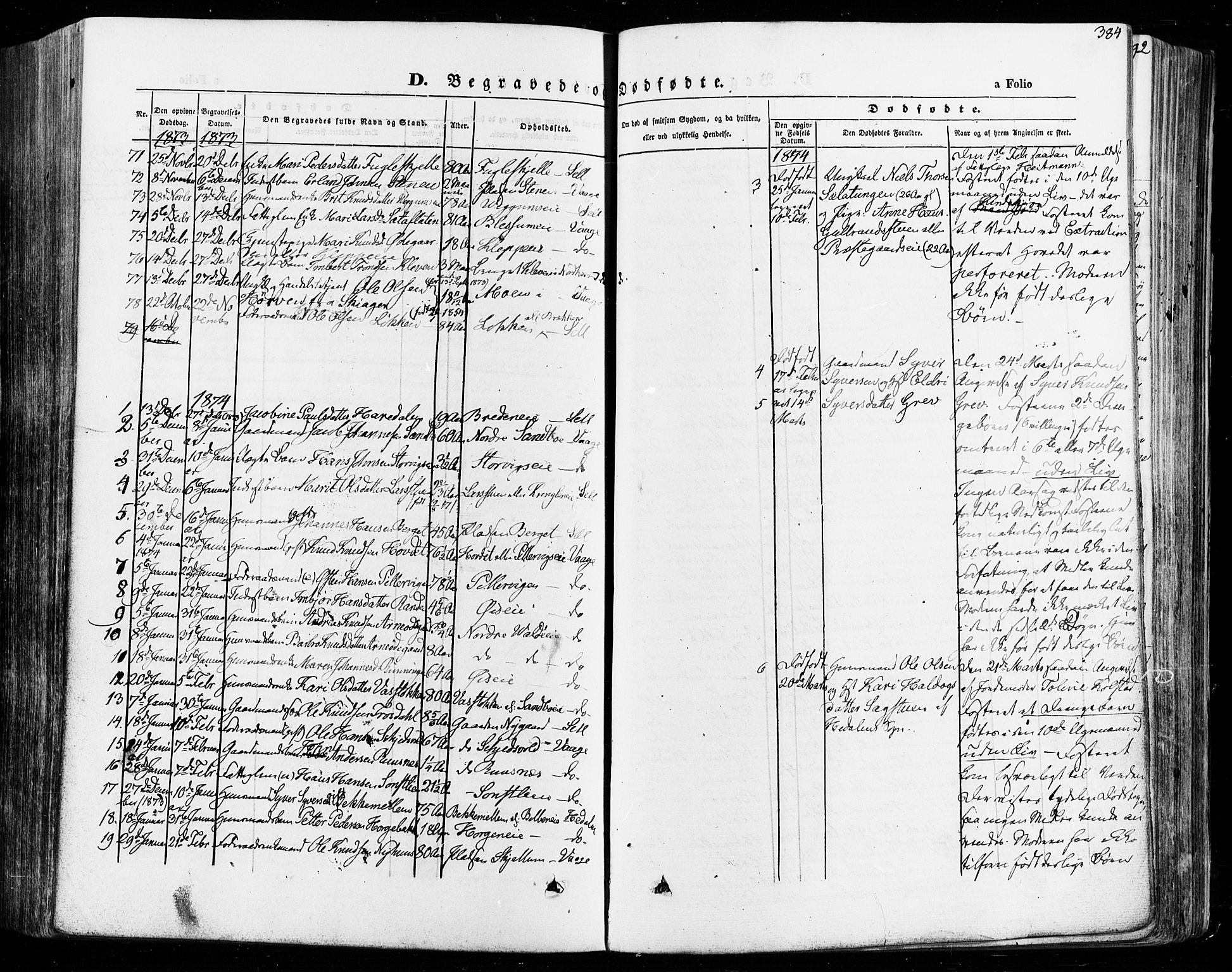 Vågå prestekontor, AV/SAH-PREST-076/H/Ha/Haa/L0007: Parish register (official) no. 7 /1, 1872-1886, p. 384