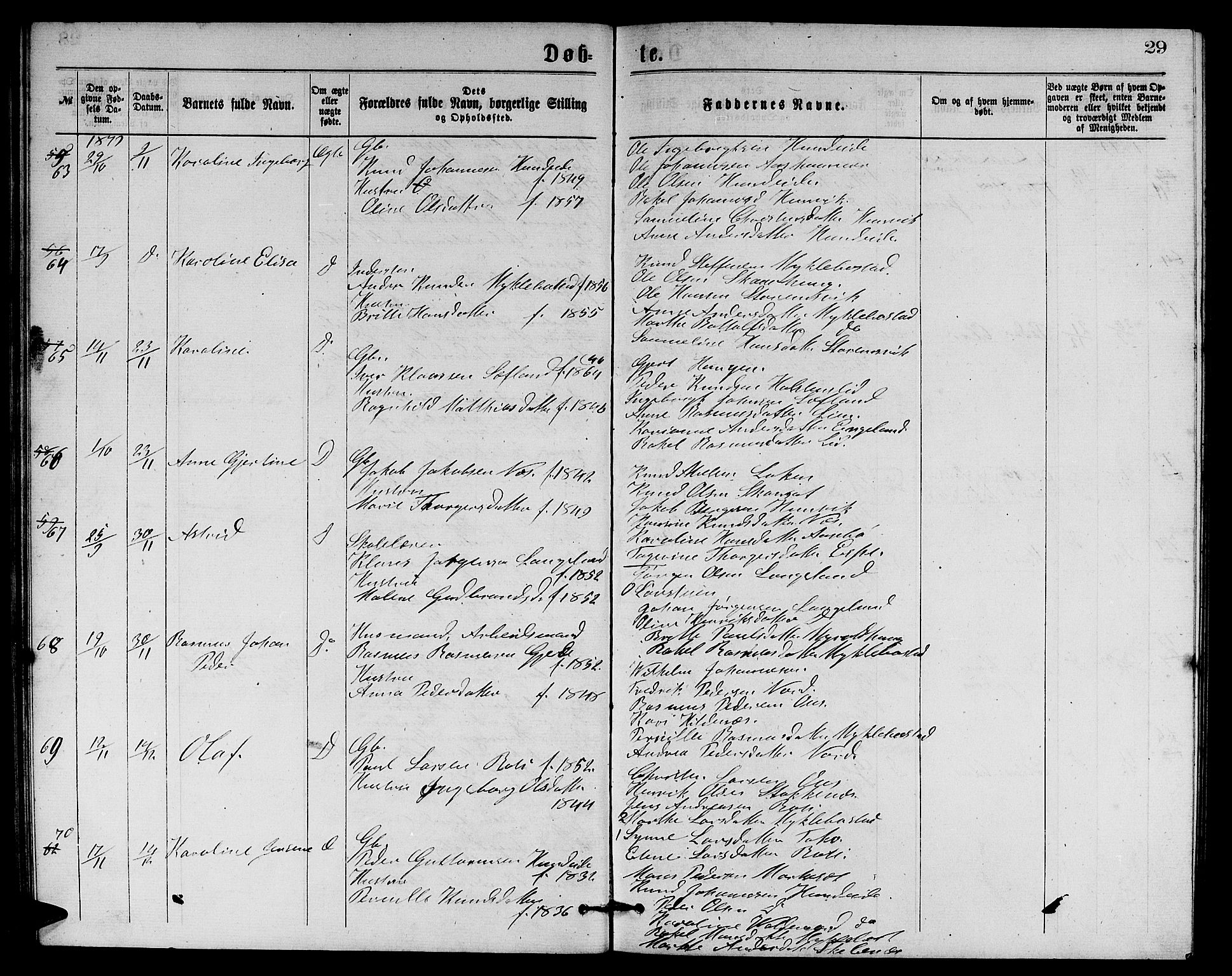 Eid sokneprestembete, AV/SAB-A-82301/H/Hab/Habb/L0001: Parish register (copy) no. B 1, 1877-1882, p. 29