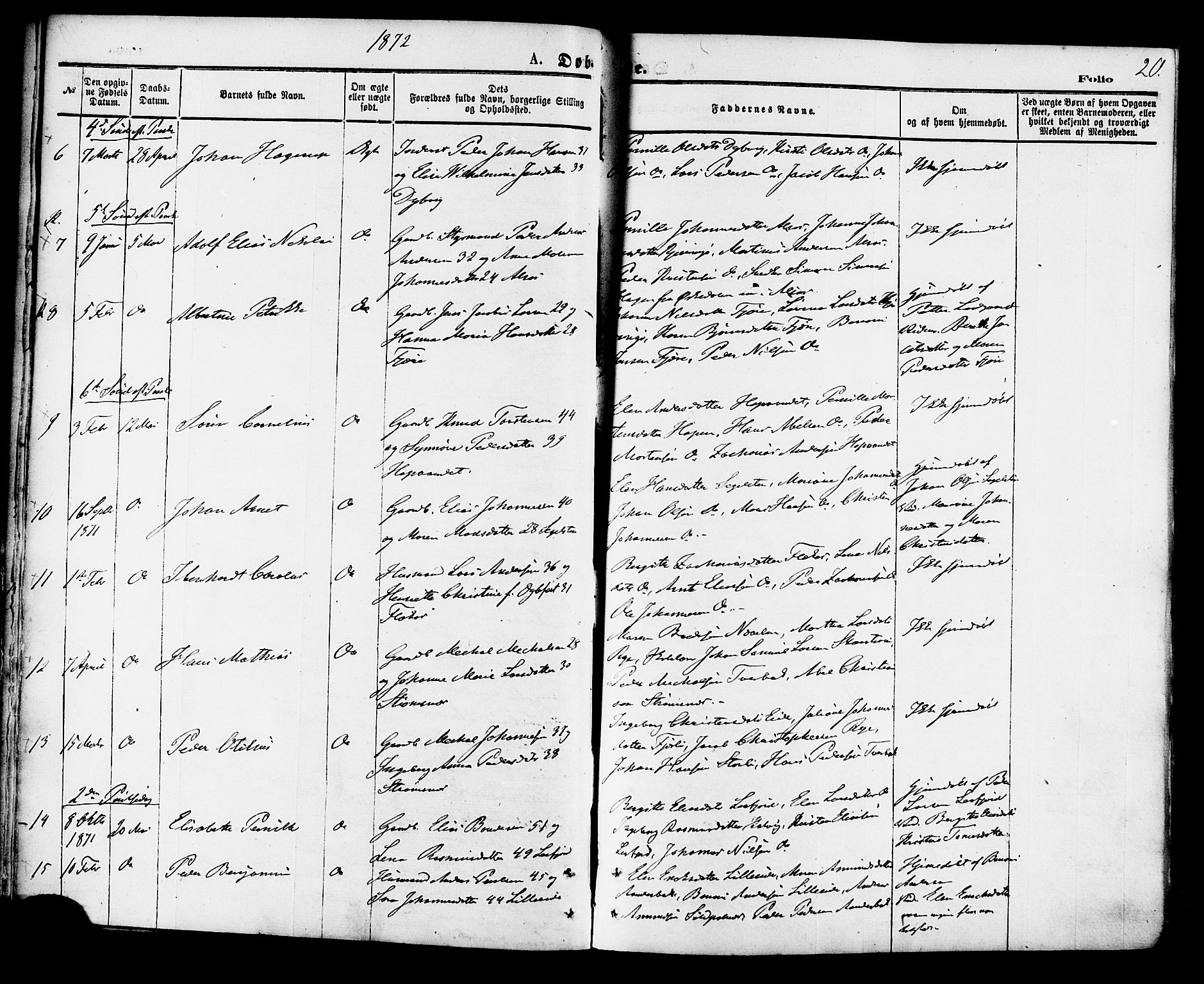Ministerialprotokoller, klokkerbøker og fødselsregistre - Nordland, SAT/A-1459/853/L0771: Parish register (official) no. 853A10, 1870-1881, p. 20
