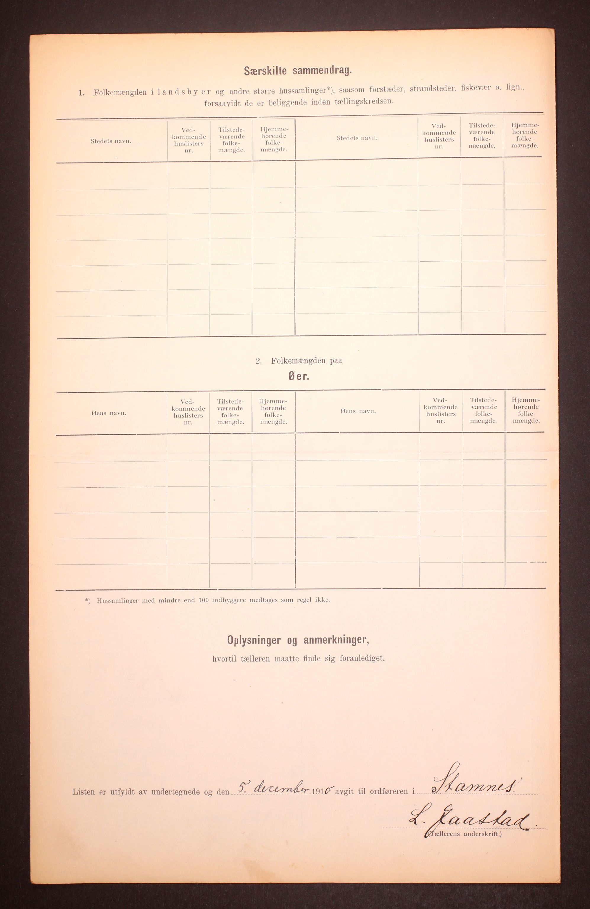 RA, 1910 census for Stamnes, 1910, p. 30