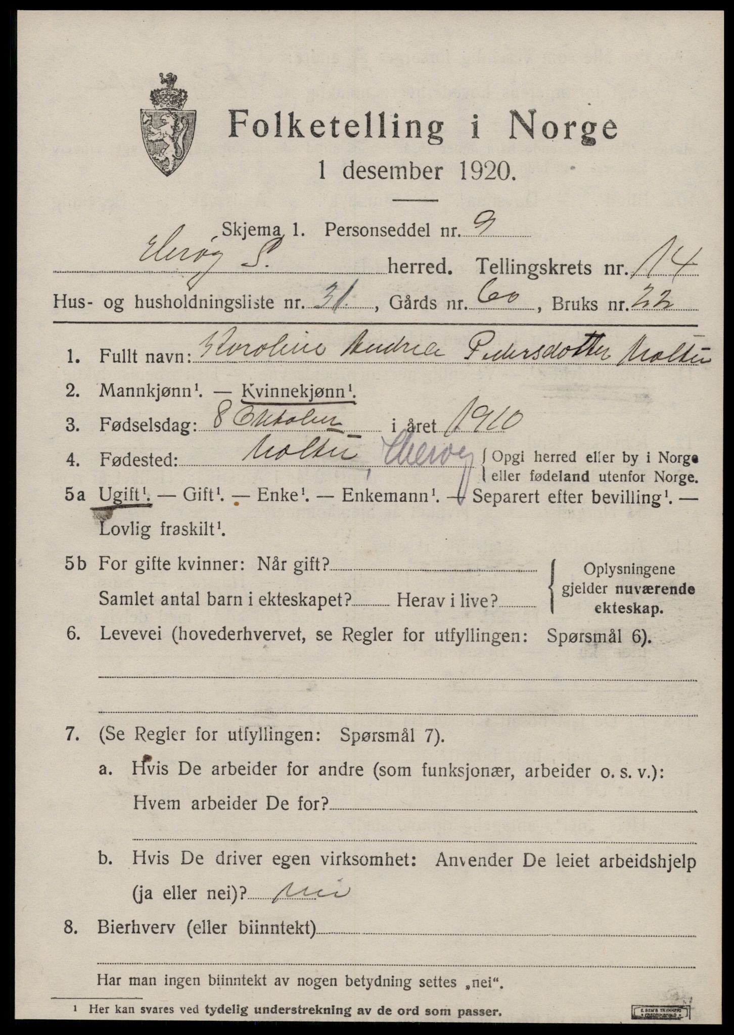 SAT, 1920 census for Herøy (MR), 1920, p. 9019