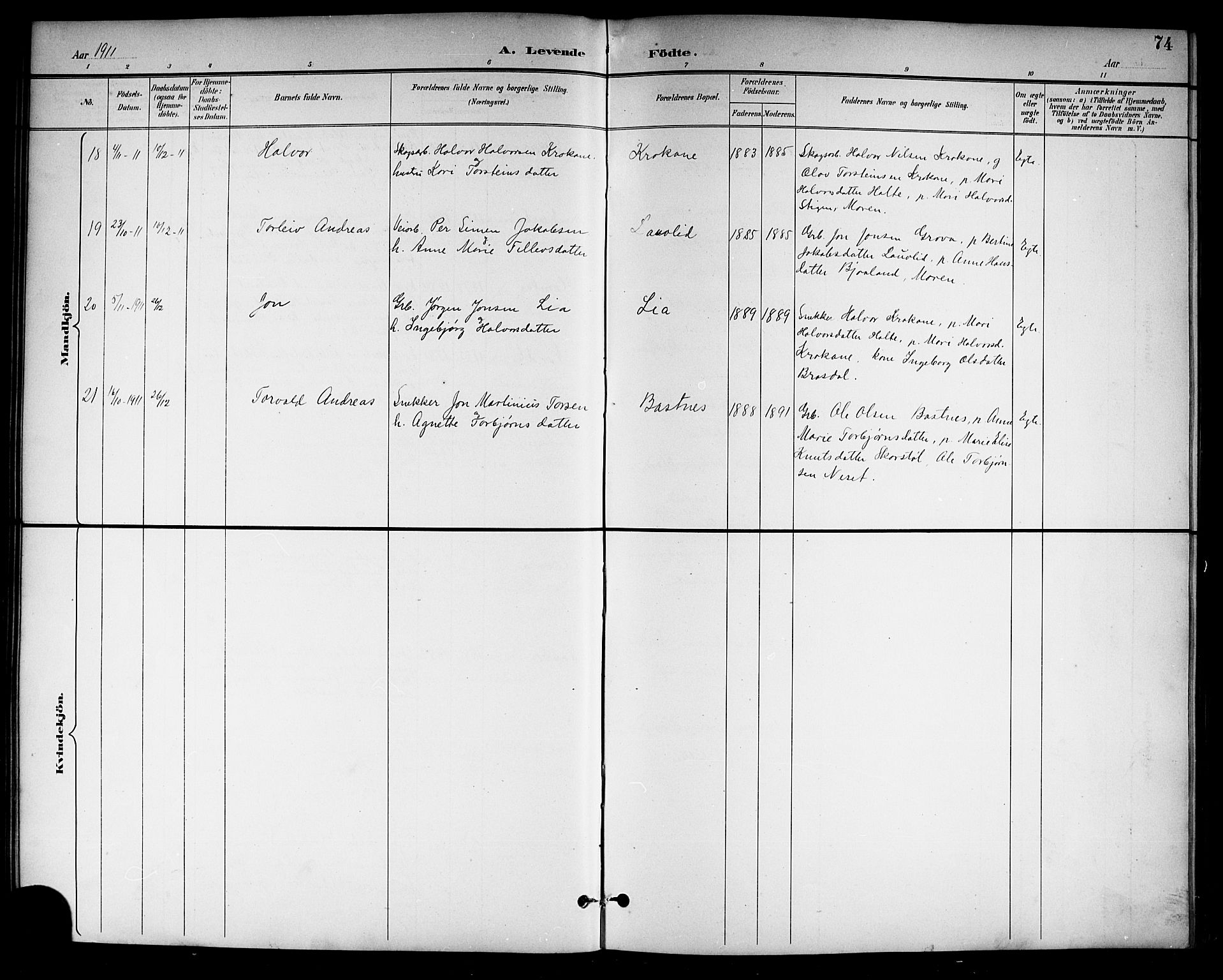 Drangedal kirkebøker, SAKO/A-258/G/Gb/L0002: Parish register (copy) no. II 2, 1895-1918, p. 74