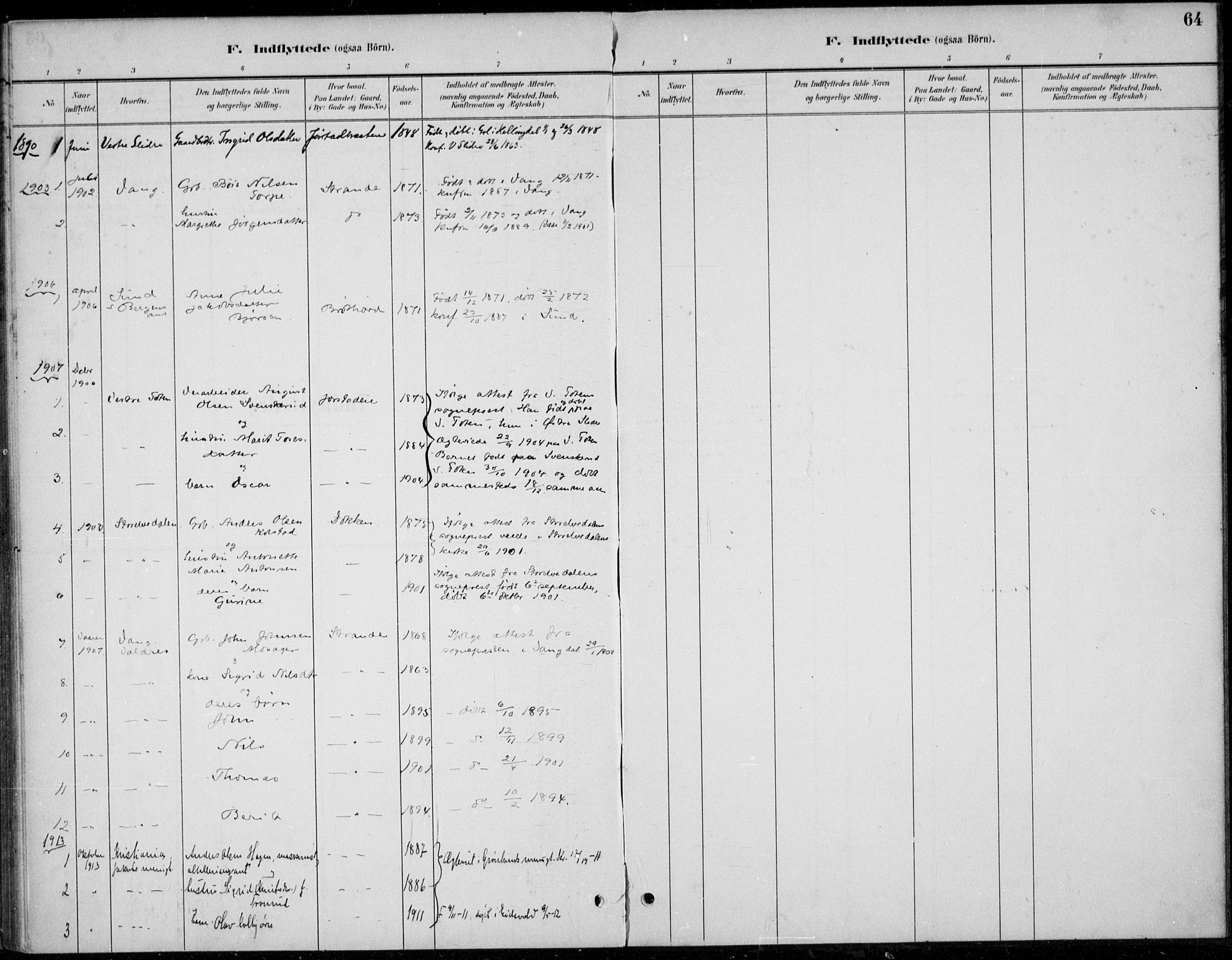 Øystre Slidre prestekontor, AV/SAH-PREST-138/H/Ha/Haa/L0005: Parish register (official) no. 5, 1887-1916, p. 64