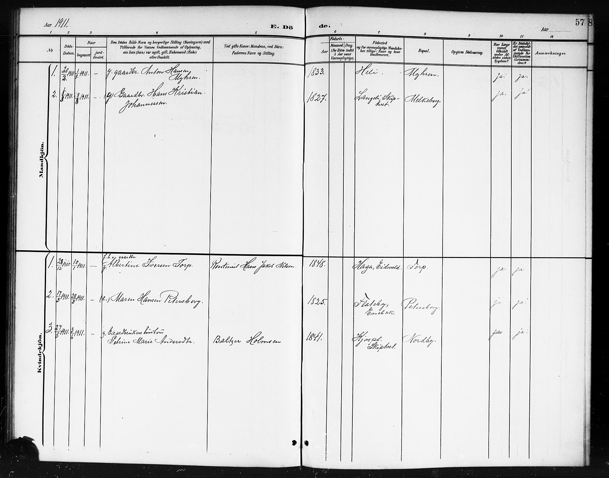 Spydeberg prestekontor Kirkebøker, AV/SAO-A-10924/G/Gc/L0001: Parish register (copy) no. III 1, 1901-1917, p. 57