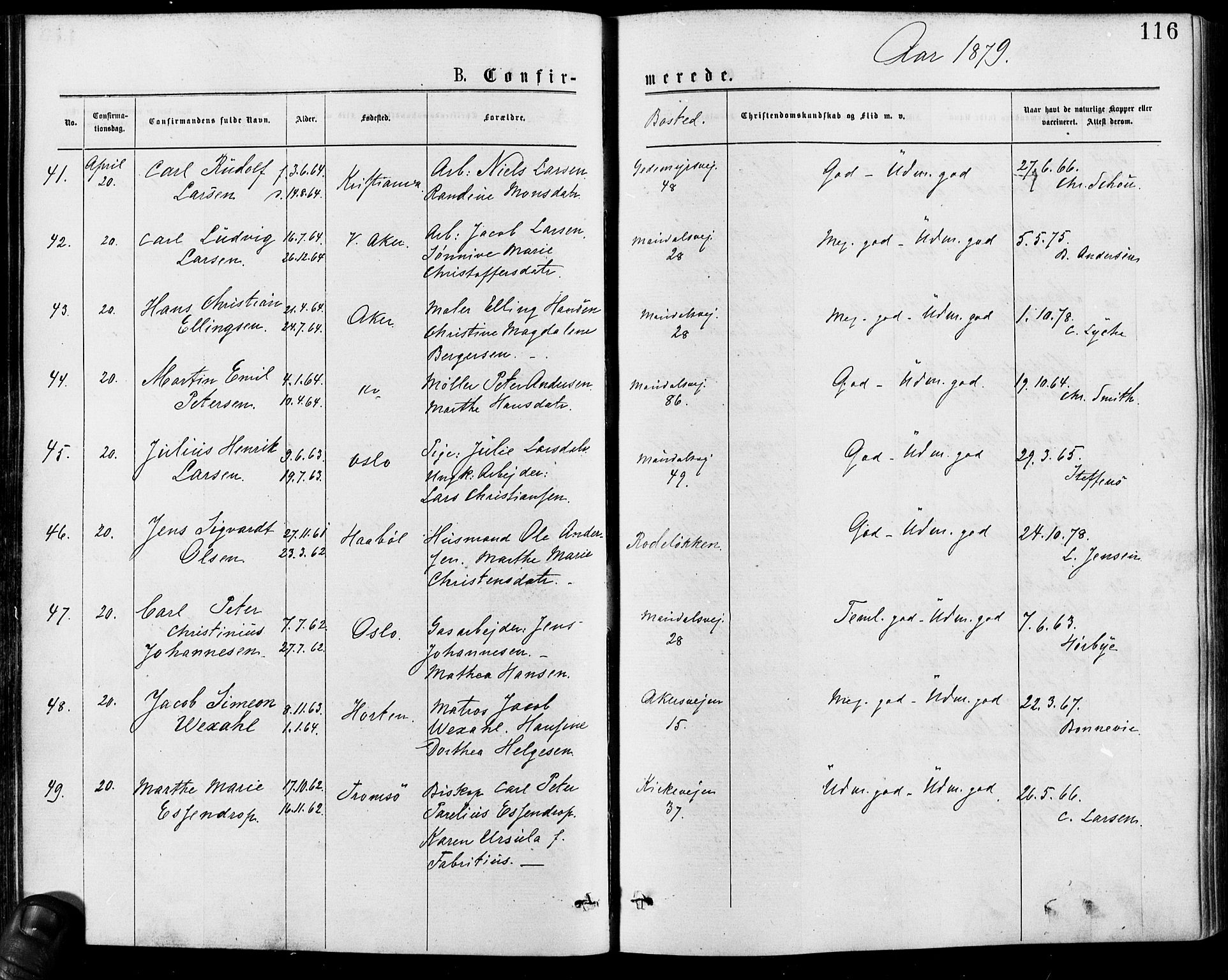 Gamle Aker prestekontor Kirkebøker, AV/SAO-A-10617a/F/L0005: Parish register (official) no. 5, 1873-1881, p. 116