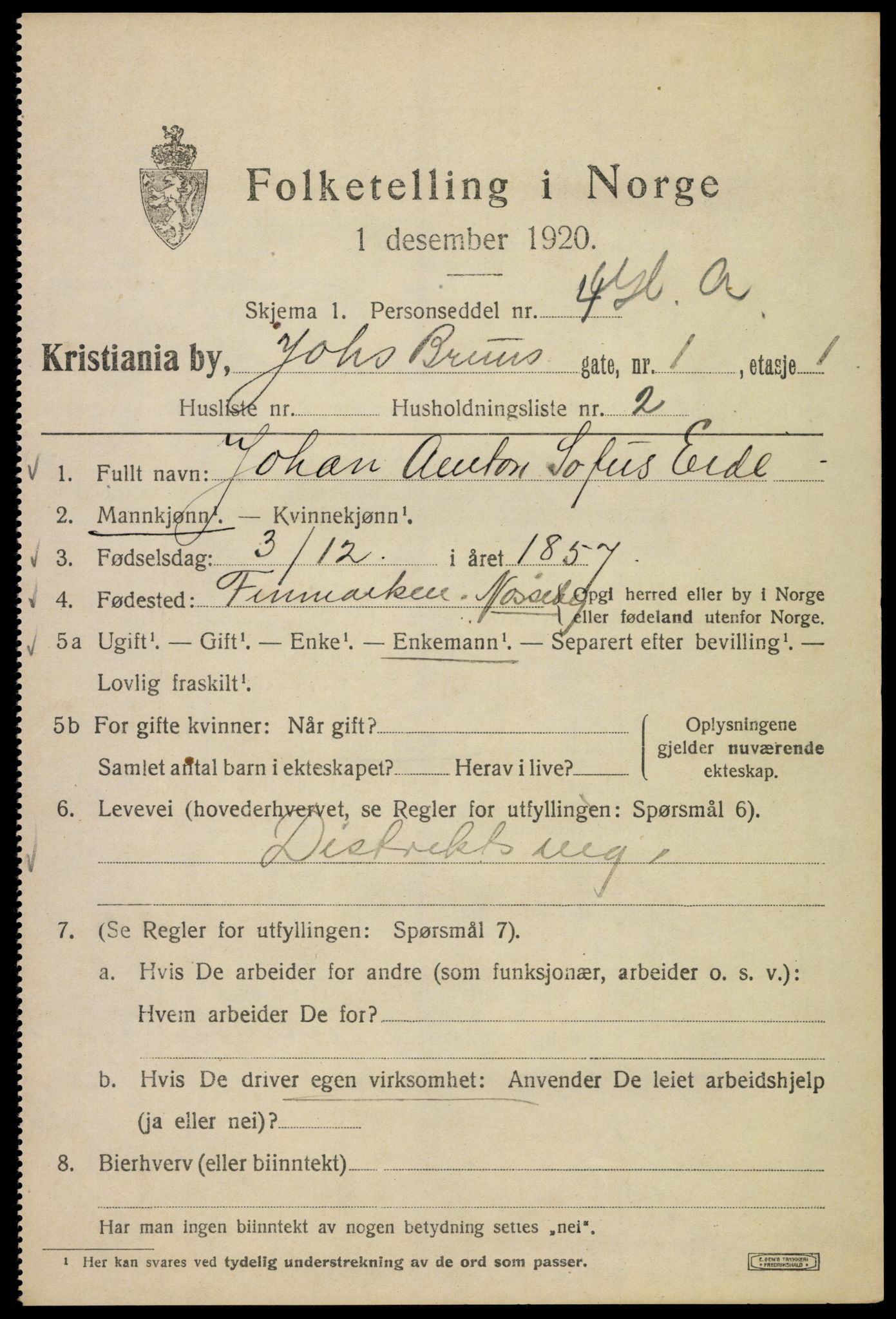 SAO, 1920 census for Kristiania, 1920, p. 323489