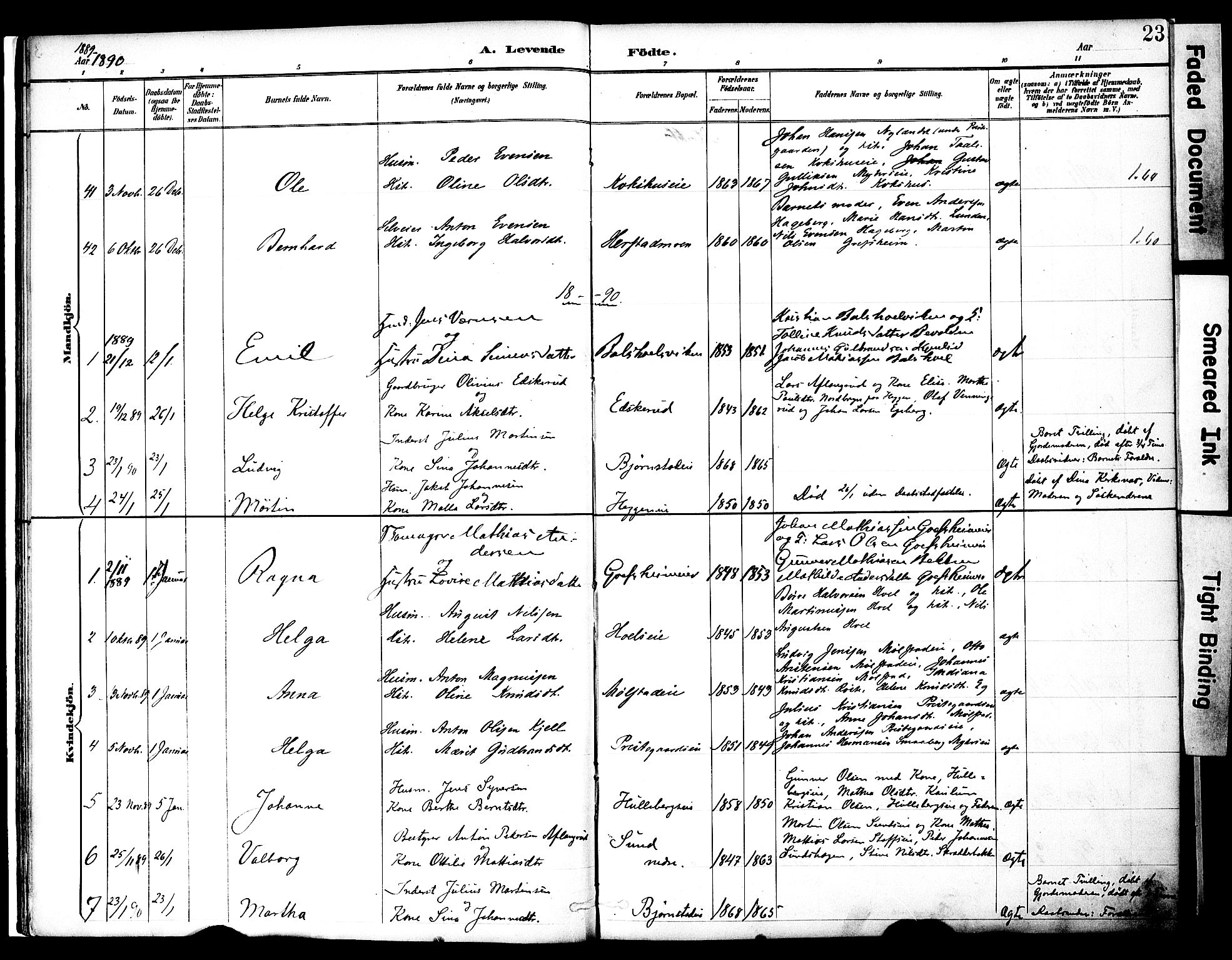 Nes prestekontor, Hedmark, SAH/PREST-020/K/Ka/L0009: Parish register (official) no. 9, 1887-1905, p. 23