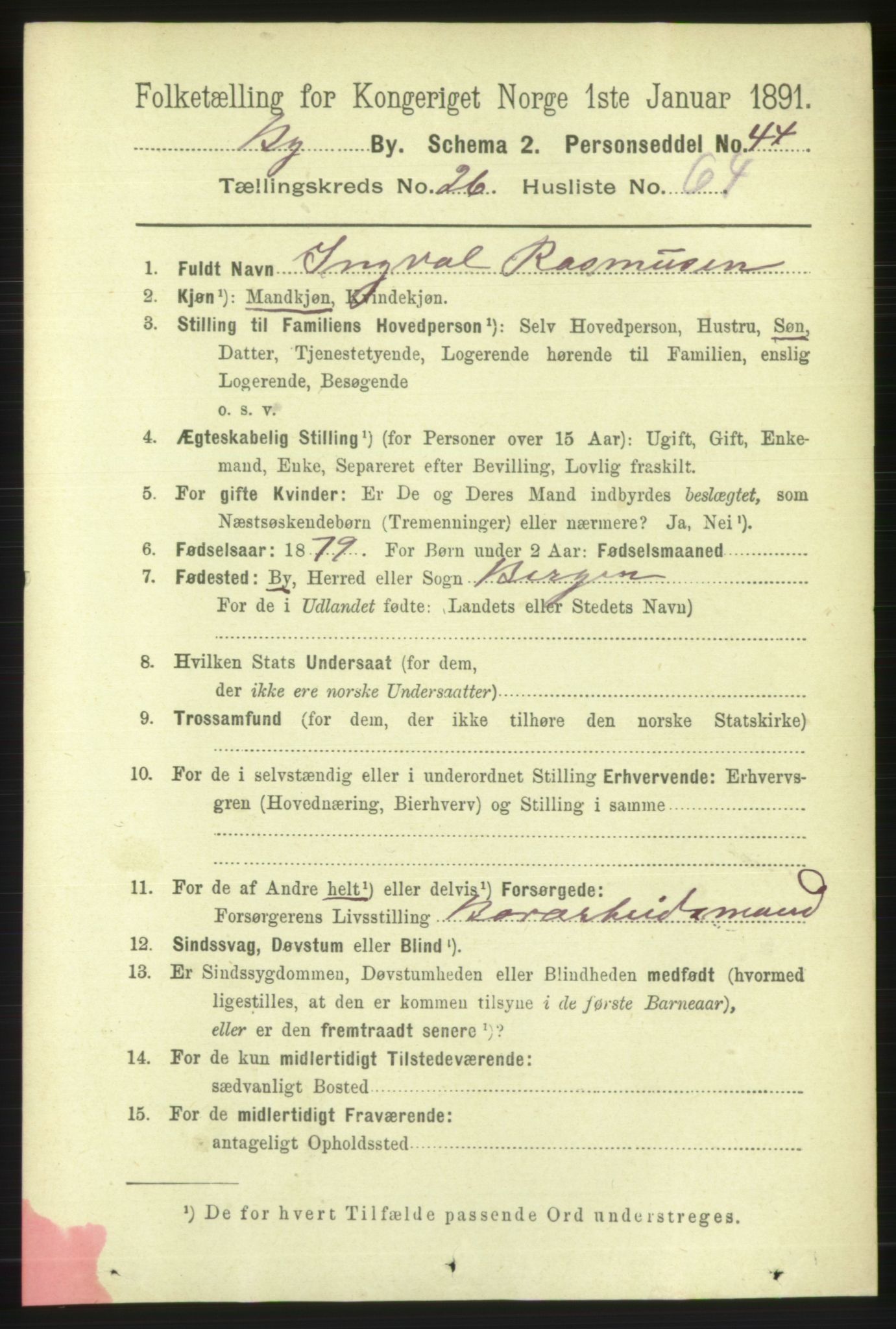 RA, 1891 Census for 1301 Bergen, 1891, p. 35276