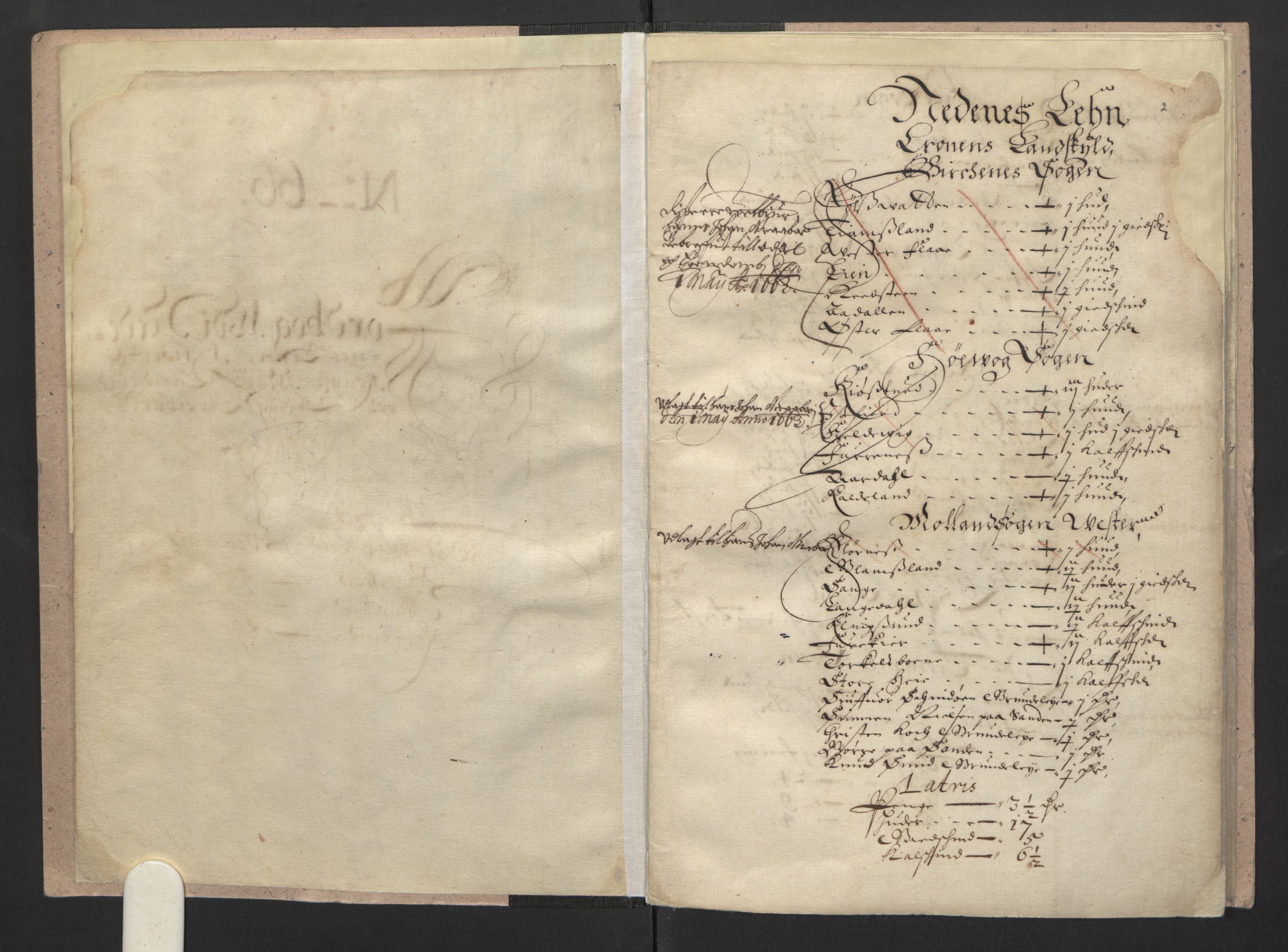 Rentekammeret inntil 1814, Realistisk ordnet avdeling, AV/RA-EA-4070/L/L0021/0002: Agder lagdømme: / Kronens jordebok. Nedenes len, 1661, p. 1b-2a