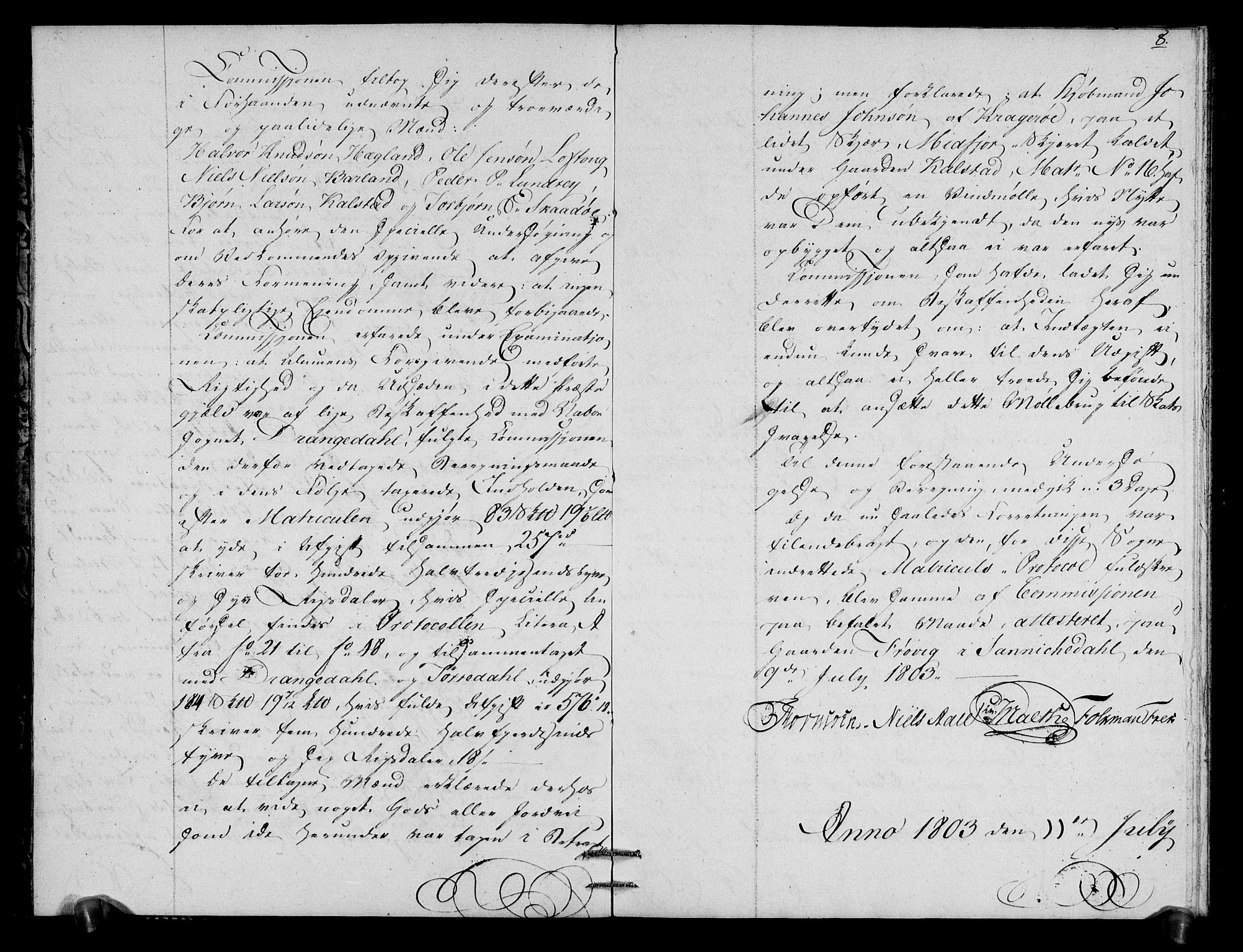 Rentekammeret inntil 1814, Realistisk ordnet avdeling, AV/RA-EA-4070/N/Ne/Nea/L0067: Nedre Telemarken og Bamble fogderi. Deliberasjonsprotokoll, 1803, p. 8