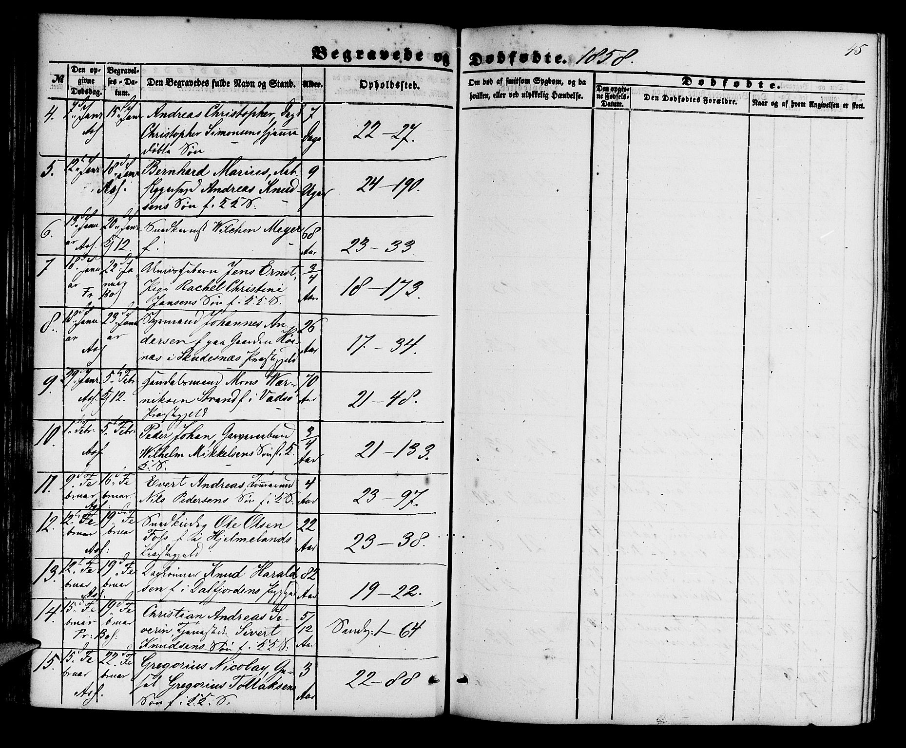 Korskirken sokneprestembete, AV/SAB-A-76101/H/Hab: Parish register (copy) no. E 2, 1851-1871, p. 45