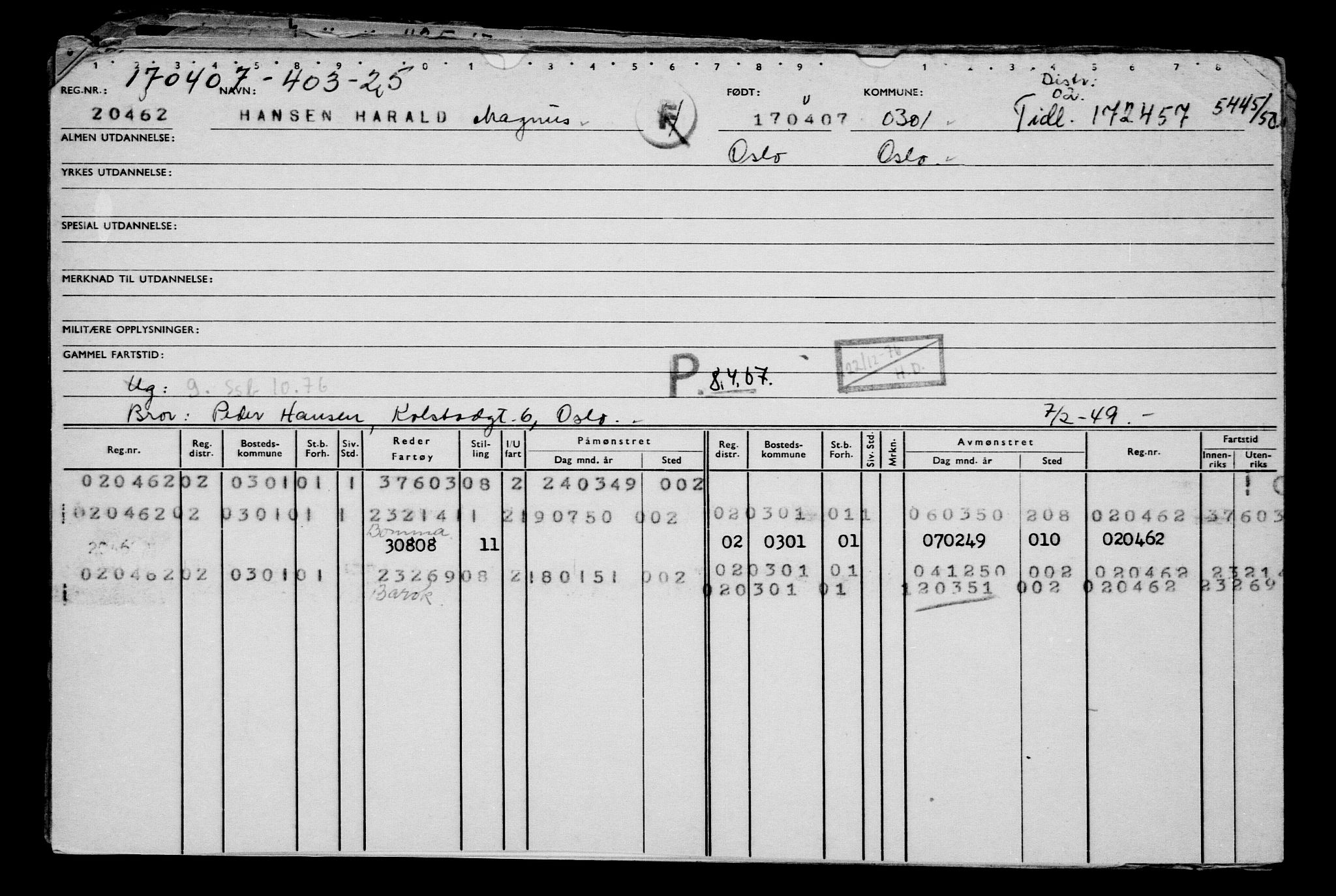 Direktoratet for sjømenn, AV/RA-S-3545/G/Gb/L0070: Hovedkort, 1907, p. 585