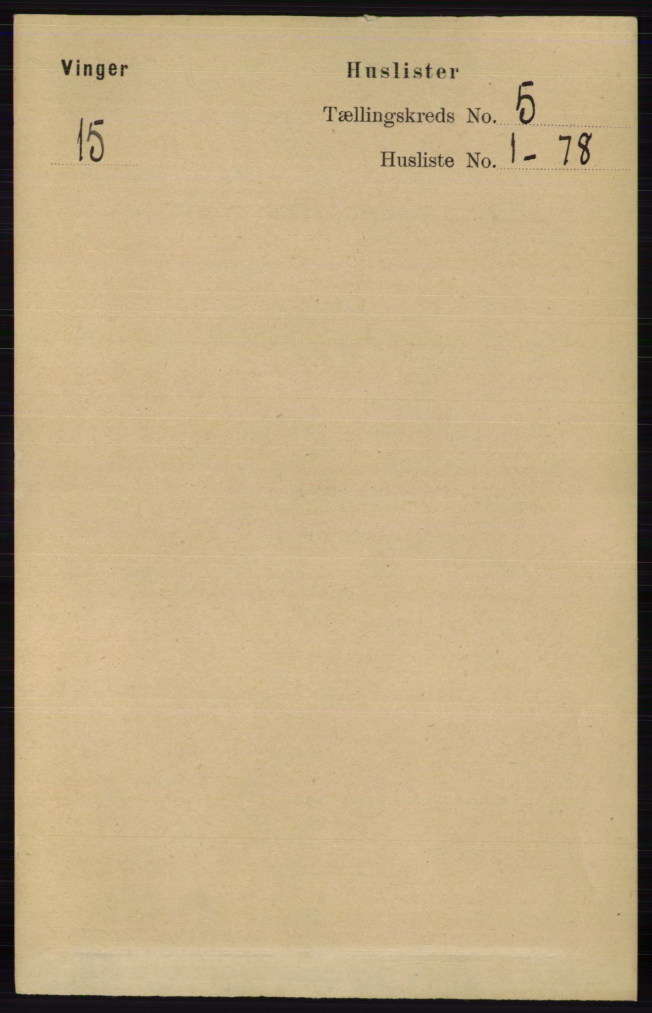 RA, 1891 census for 0421 Vinger, 1891, p. 1964