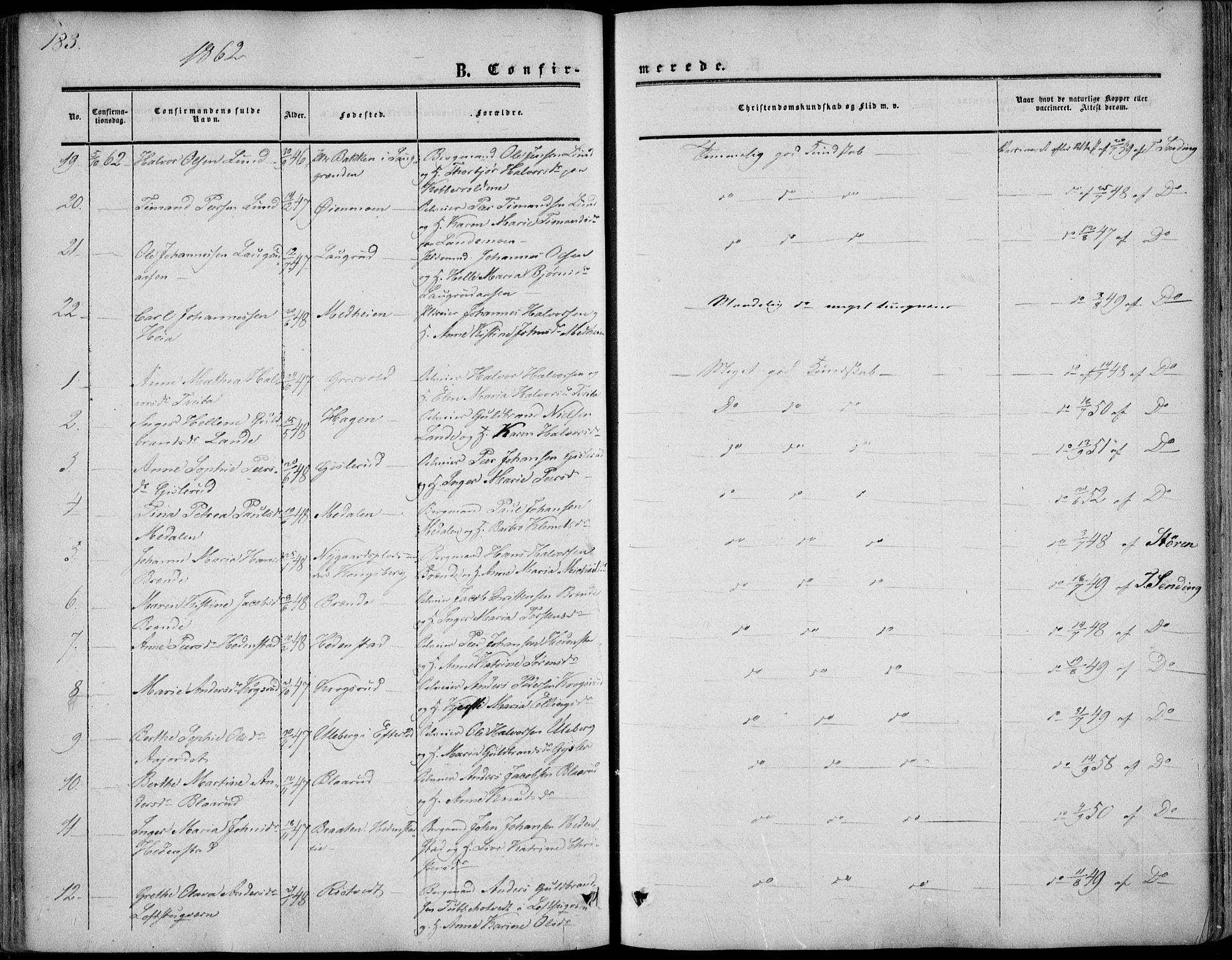 Sandsvær kirkebøker, AV/SAKO-A-244/F/Fa/L0006: Parish register (official) no. I 6, 1857-1868, p. 183