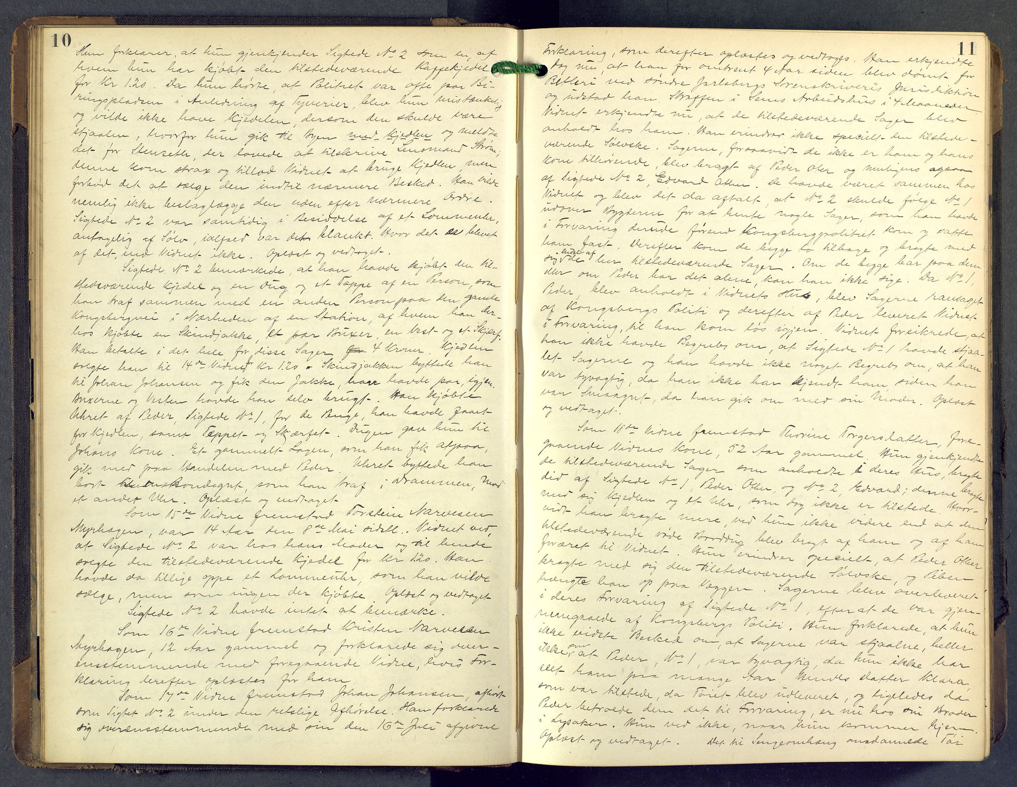 Nordre Jarlsberg sorenskriveri, AV/SAKO-A-80/F/Fb/Fba/L0028: Ekstrarettsprotokoll, 1891-1897, p. 10-11