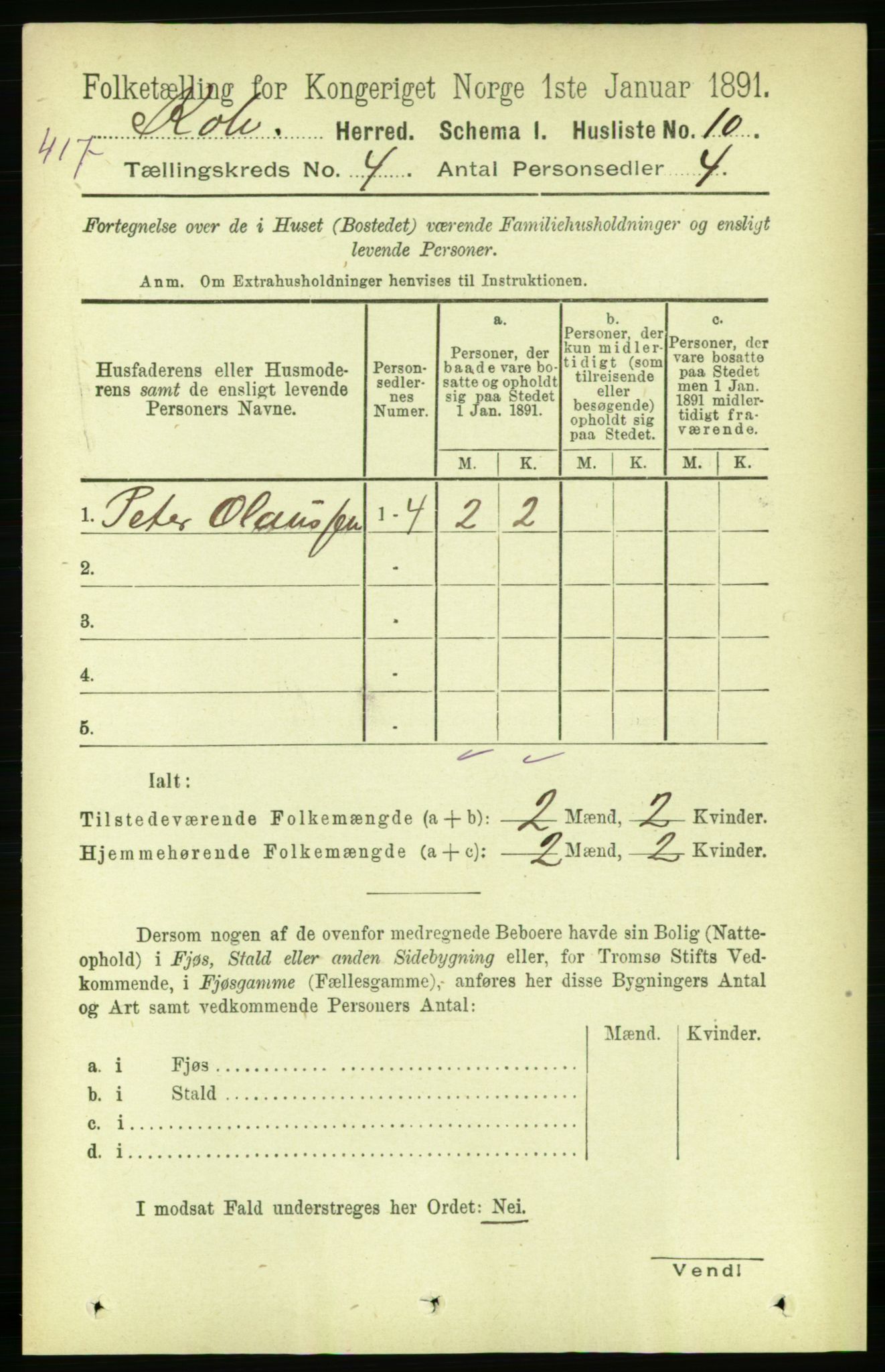 RA, 1891 census for 1752 Kolvereid, 1891, p. 1371