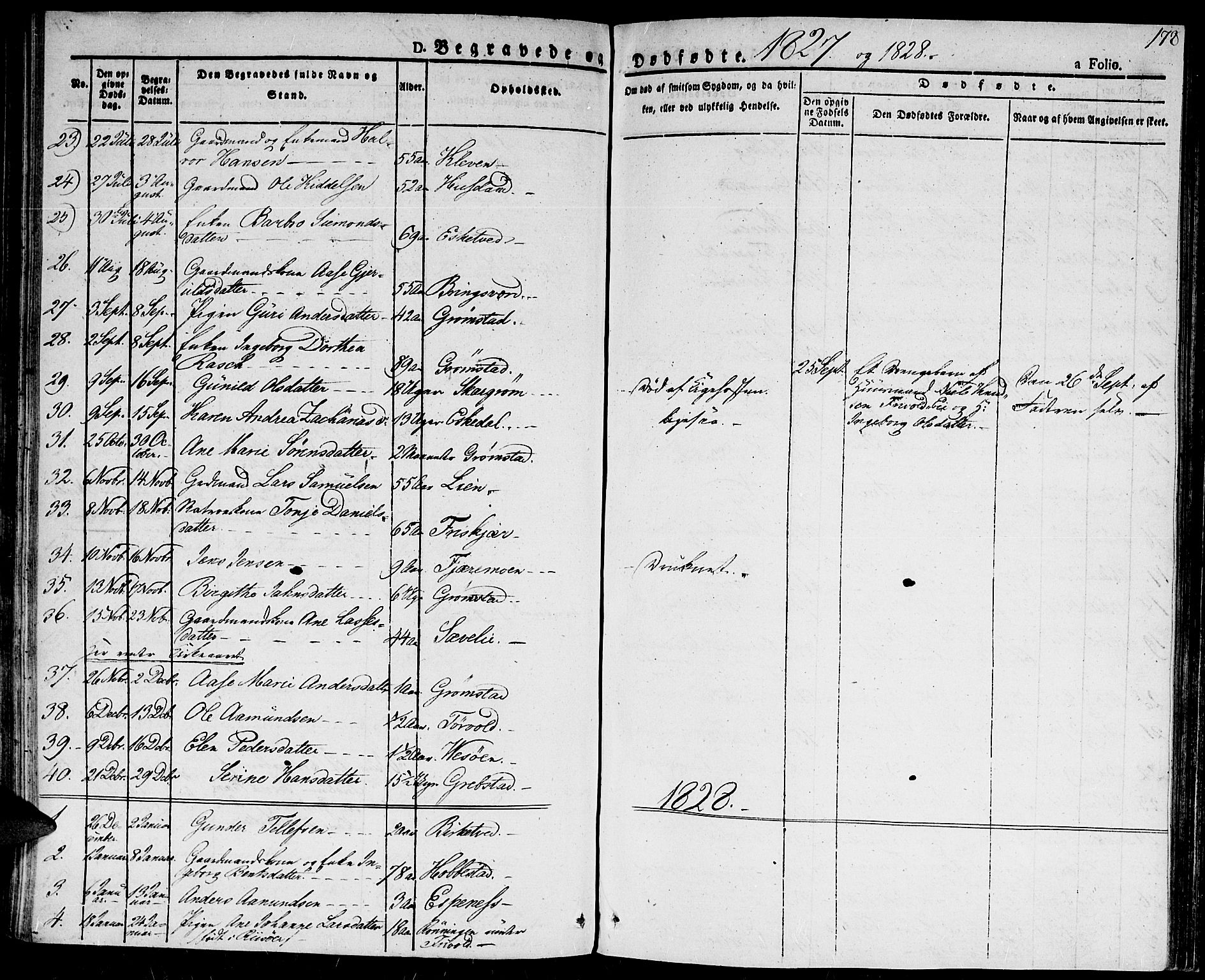 Fjære sokneprestkontor, SAK/1111-0011/F/Fa/L0002: Parish register (official) no. A 2, 1827-1839, p. 178