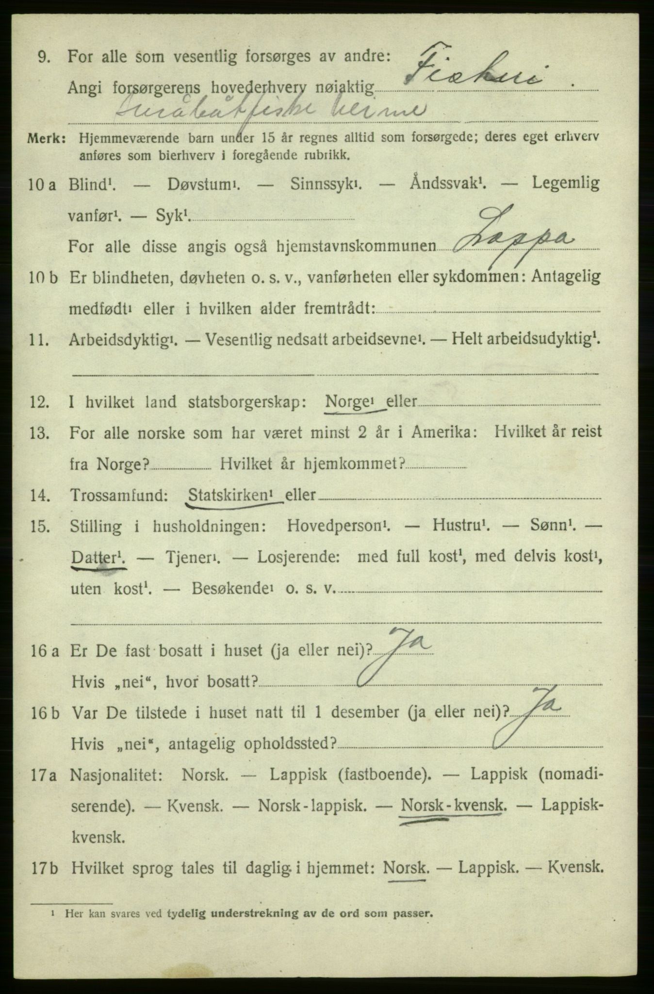 SATØ, 1920 census for Loppa, 1920, p. 655