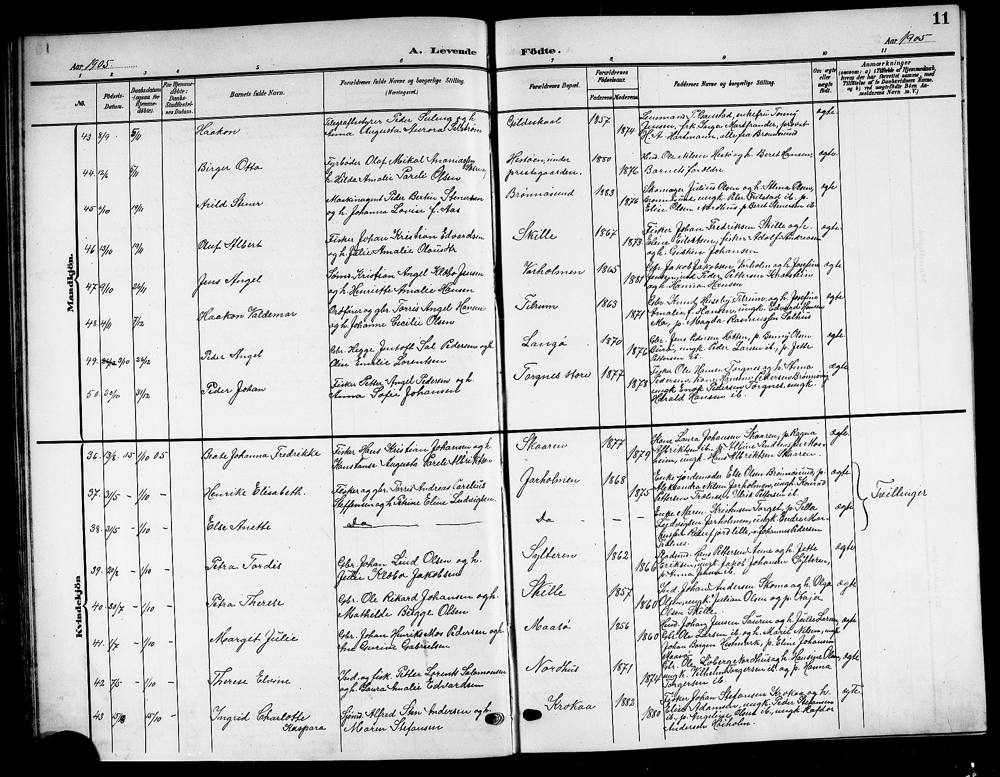 Ministerialprotokoller, klokkerbøker og fødselsregistre - Nordland, SAT/A-1459/813/L0214: Parish register (copy) no. 813C06, 1904-1917, p. 11