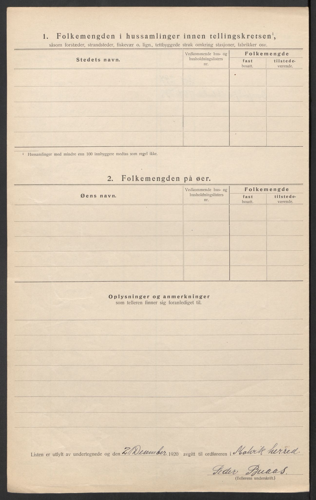 SAT, 1920 census for Malvik, 1920, p. 27