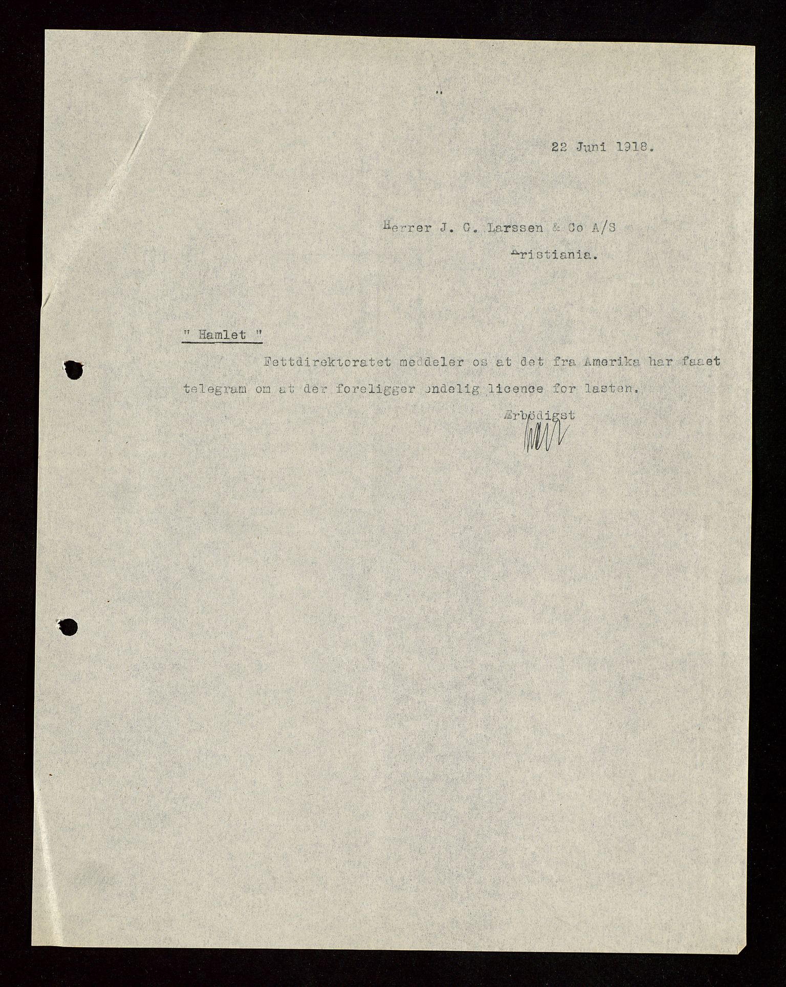 Pa 1521 - A/S Norske Shell, AV/SAST-A-101915/E/Ea/Eaa/L0003: Sjefskorrespondanse, 1918, p. 121