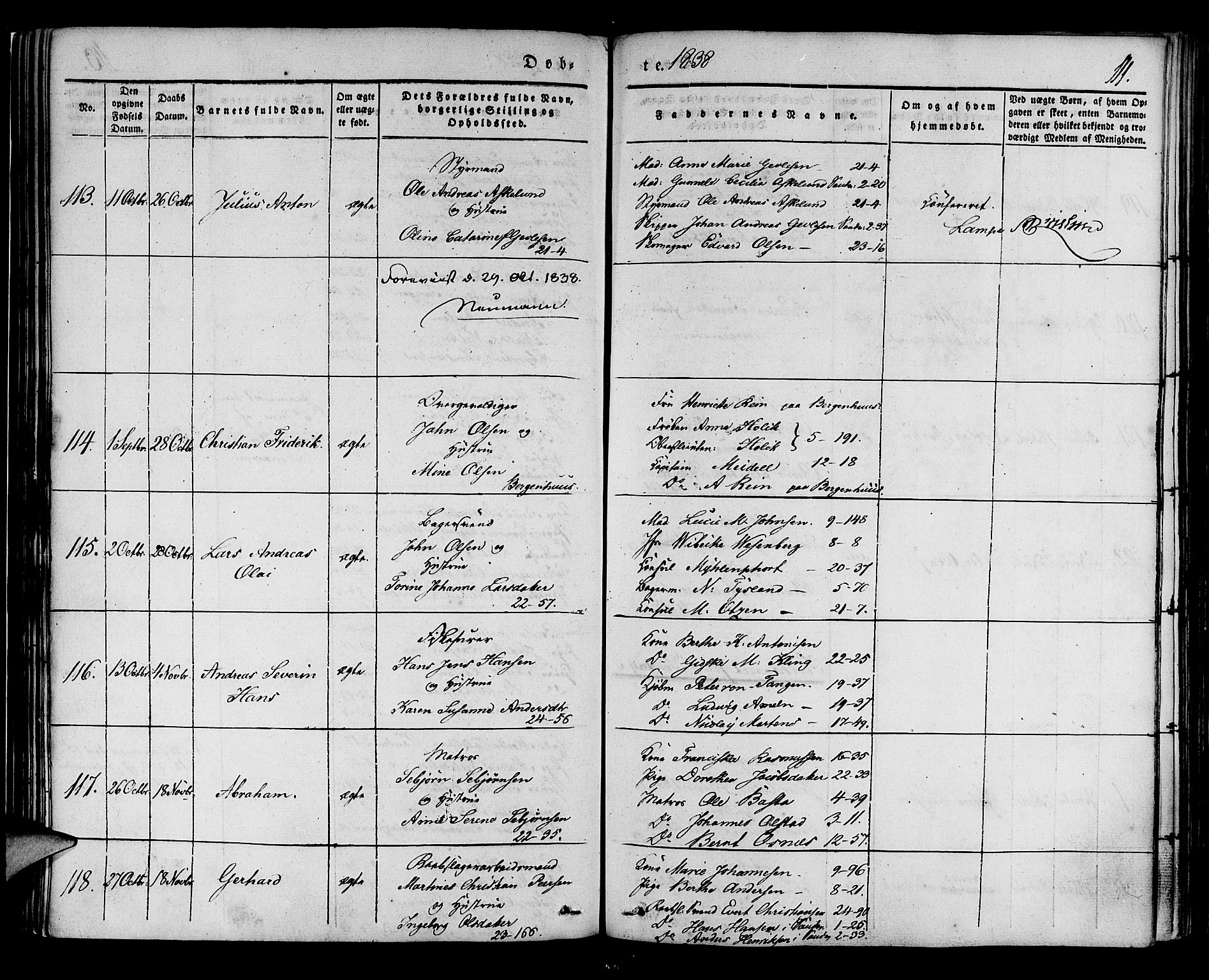 Korskirken sokneprestembete, AV/SAB-A-76101/H/Haa/L0015: Parish register (official) no. B 1, 1833-1841, p. 111