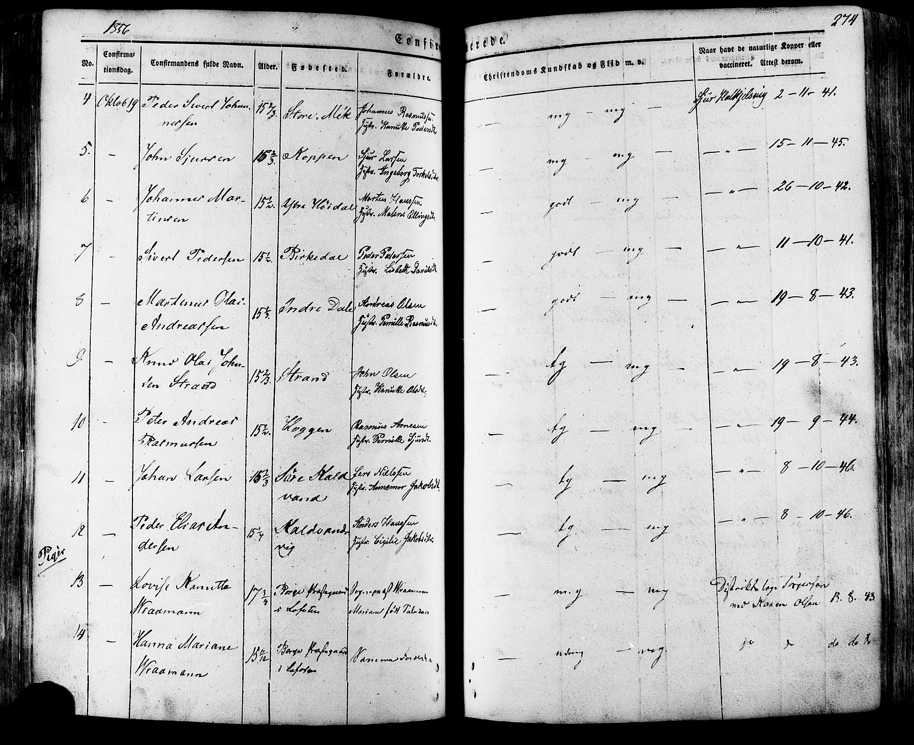 Ministerialprotokoller, klokkerbøker og fødselsregistre - Møre og Romsdal, SAT/A-1454/511/L0140: Parish register (official) no. 511A07, 1851-1878, p. 274