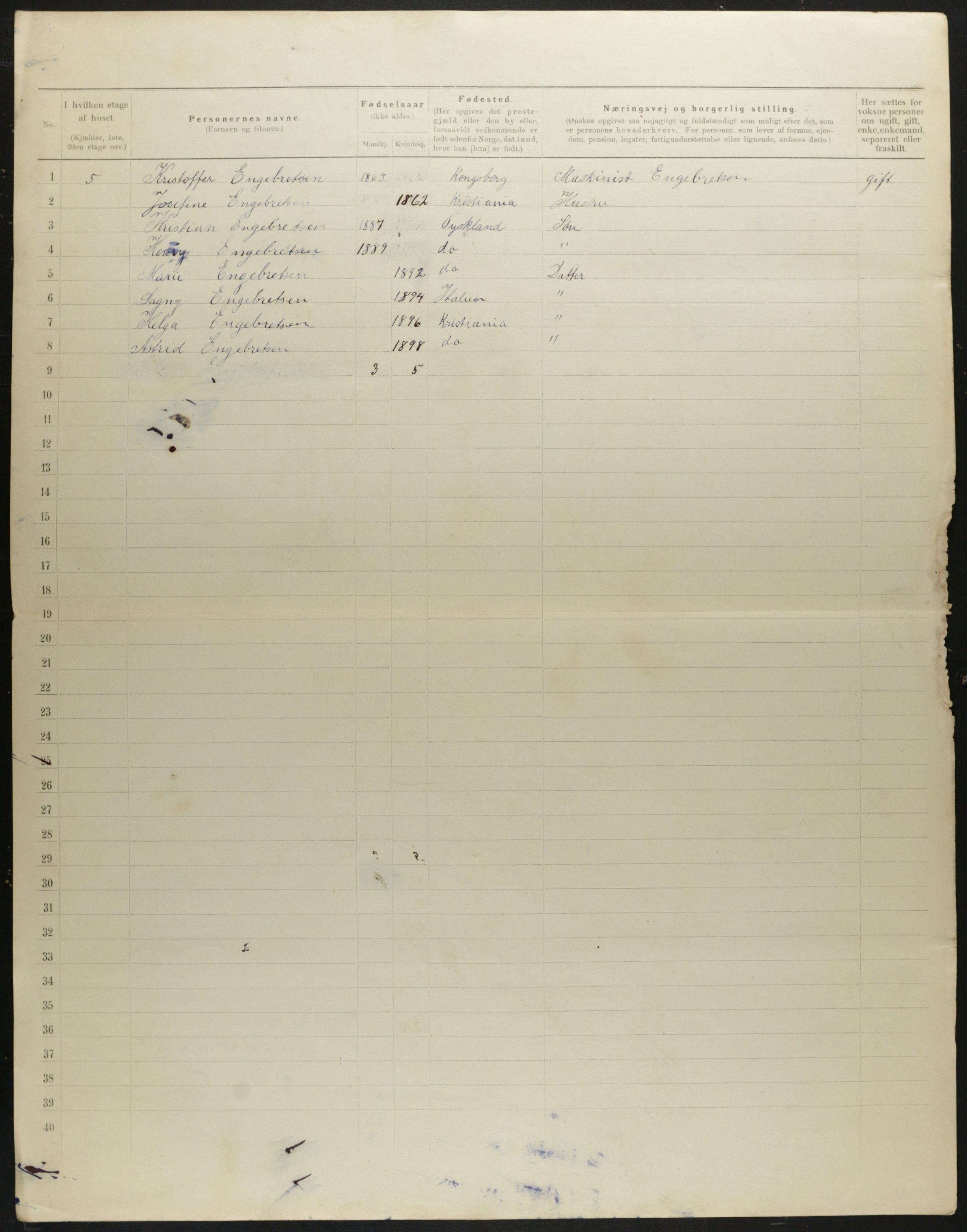 OBA, Municipal Census 1901 for Kristiania, 1901, p. 320