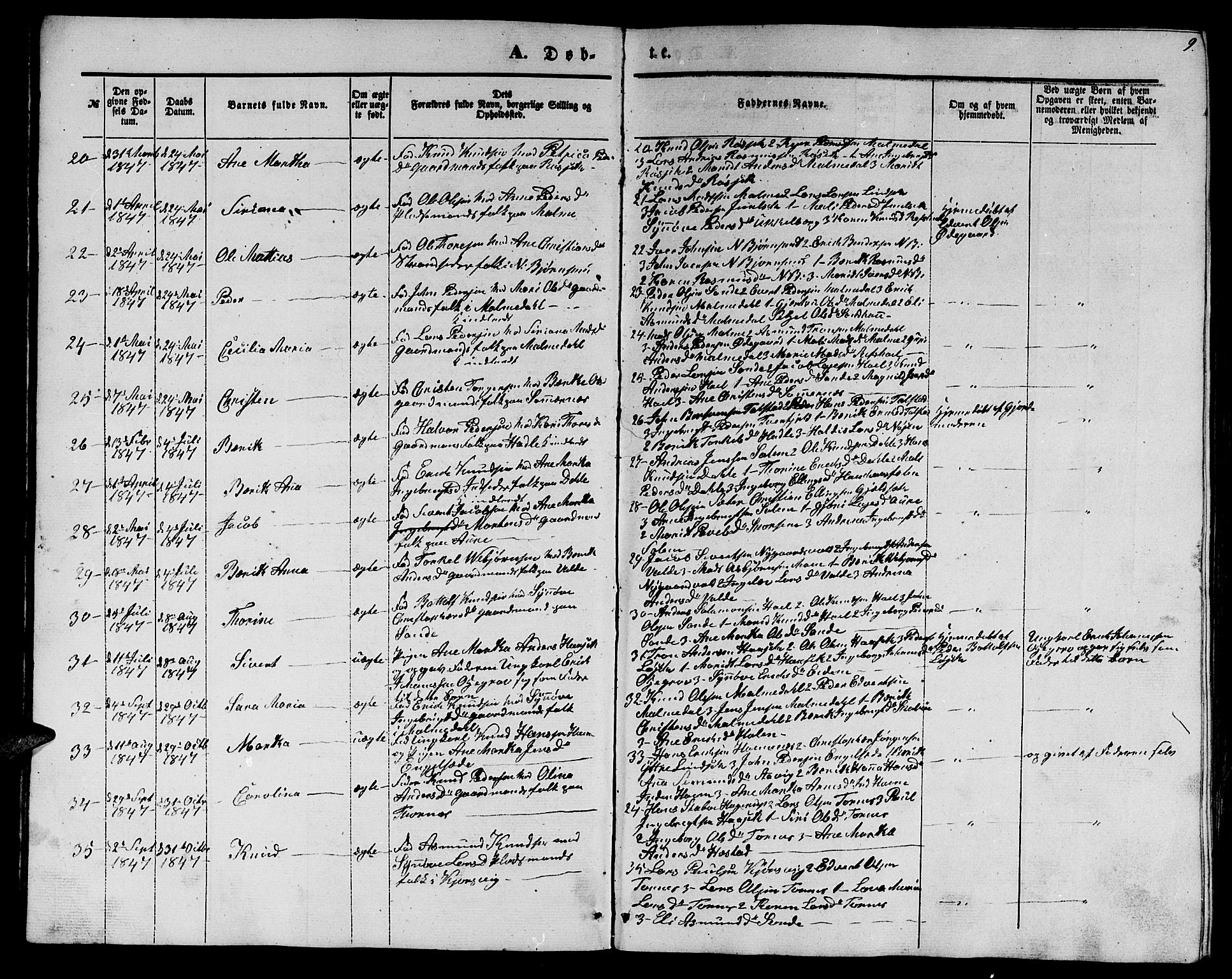 Ministerialprotokoller, klokkerbøker og fødselsregistre - Møre og Romsdal, SAT/A-1454/565/L0753: Parish register (copy) no. 565C02, 1845-1870, p. 9