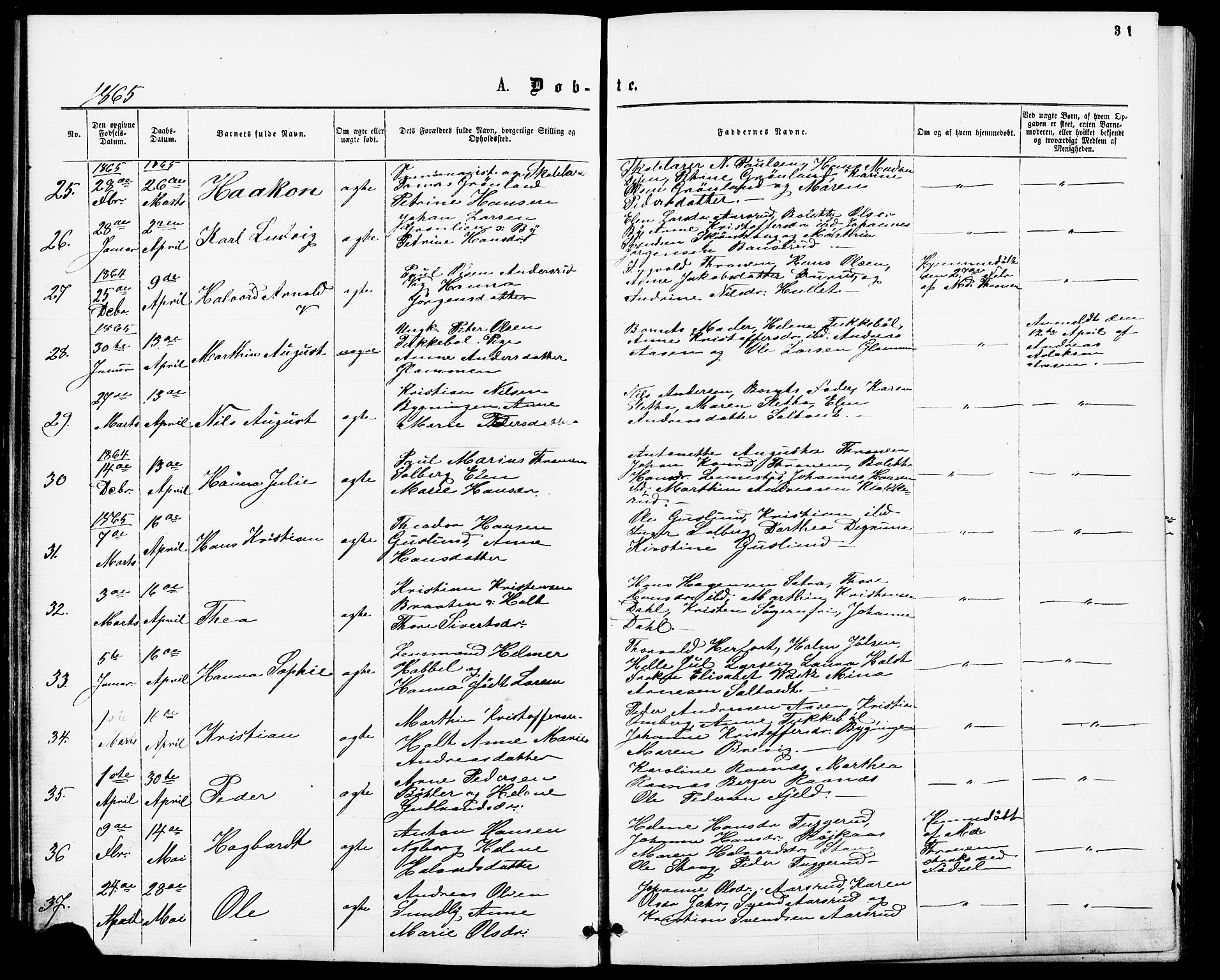 Enebakk prestekontor Kirkebøker, SAO/A-10171c/F/Fa/L0011: Parish register (official) no. I 11, 1862-1882, p. 31