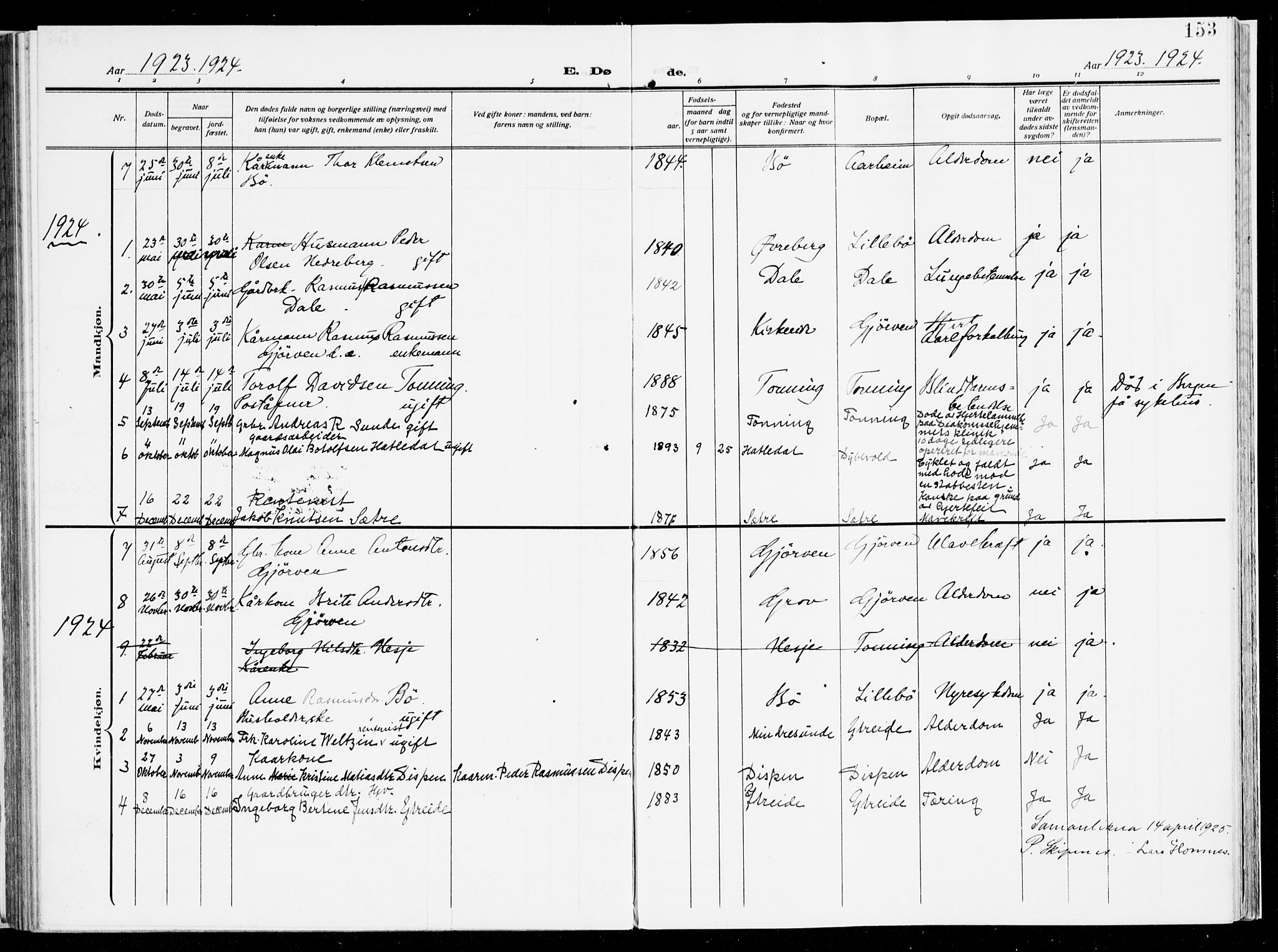 Stryn Sokneprestembete, AV/SAB-A-82501: Parish register (official) no. B 2, 1908-1936, p. 153